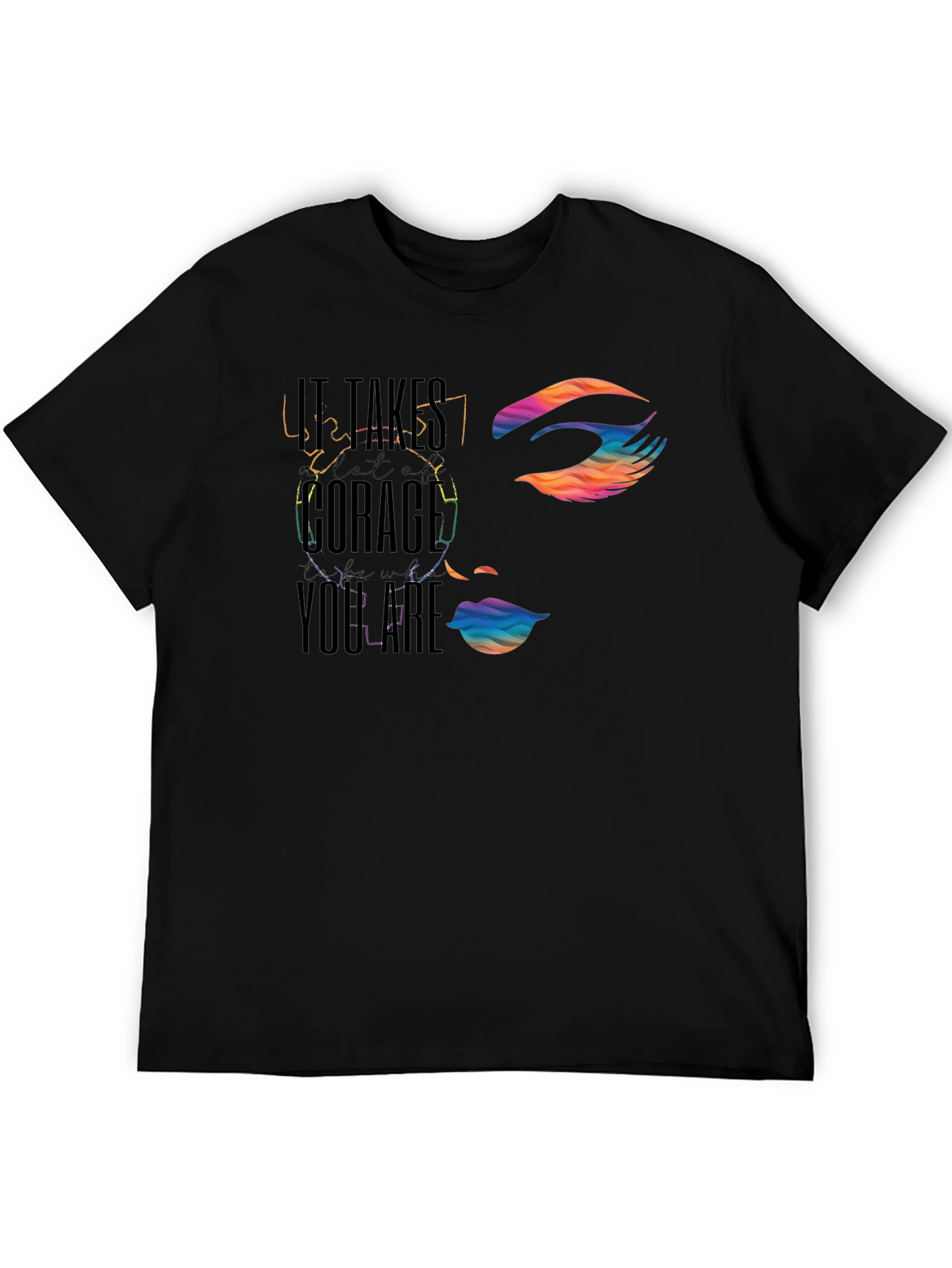 Courage Face Graphic Tee - Black Cotton Blend