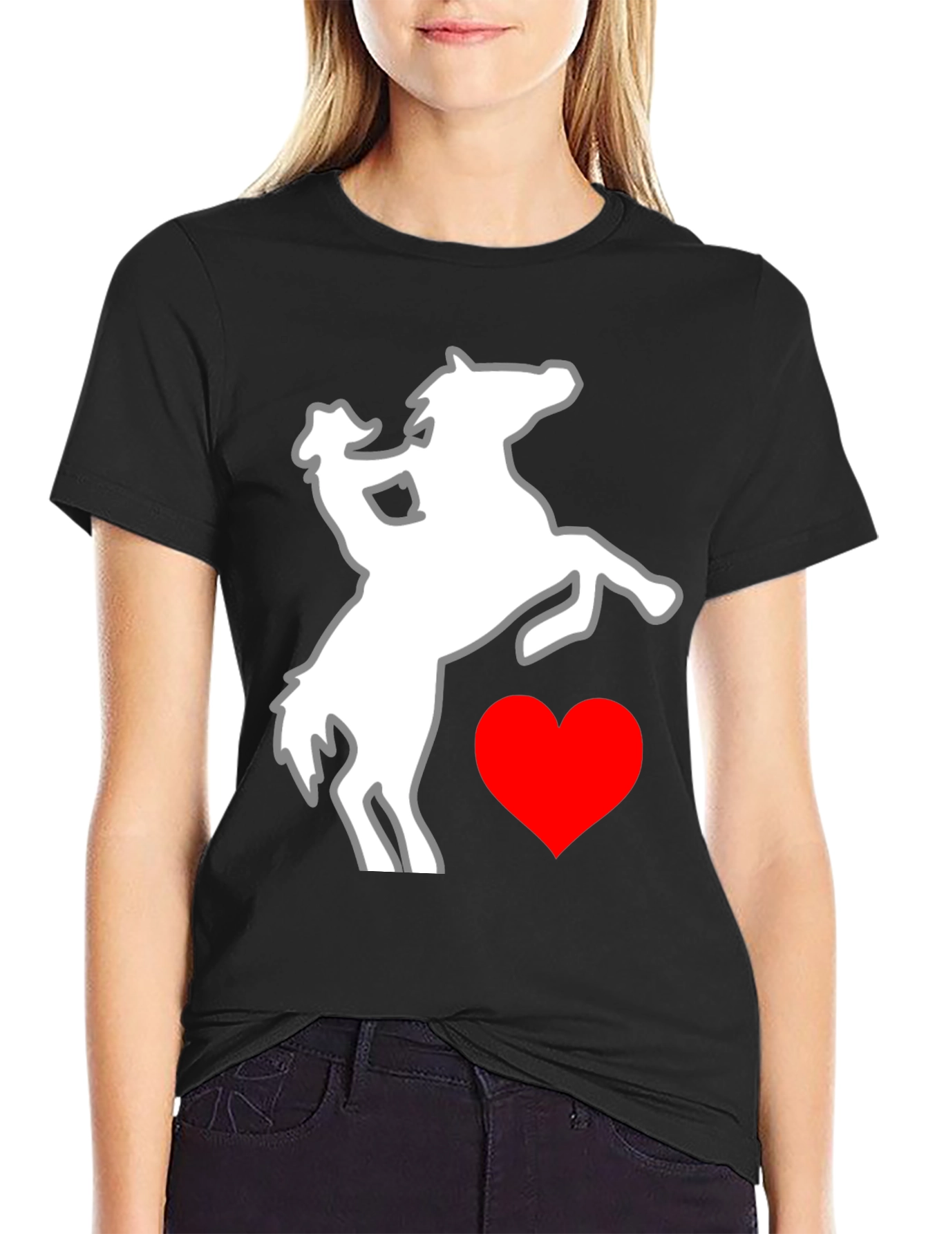 Horse & Heart Graphic Tee - Stylish Black T-Shirt