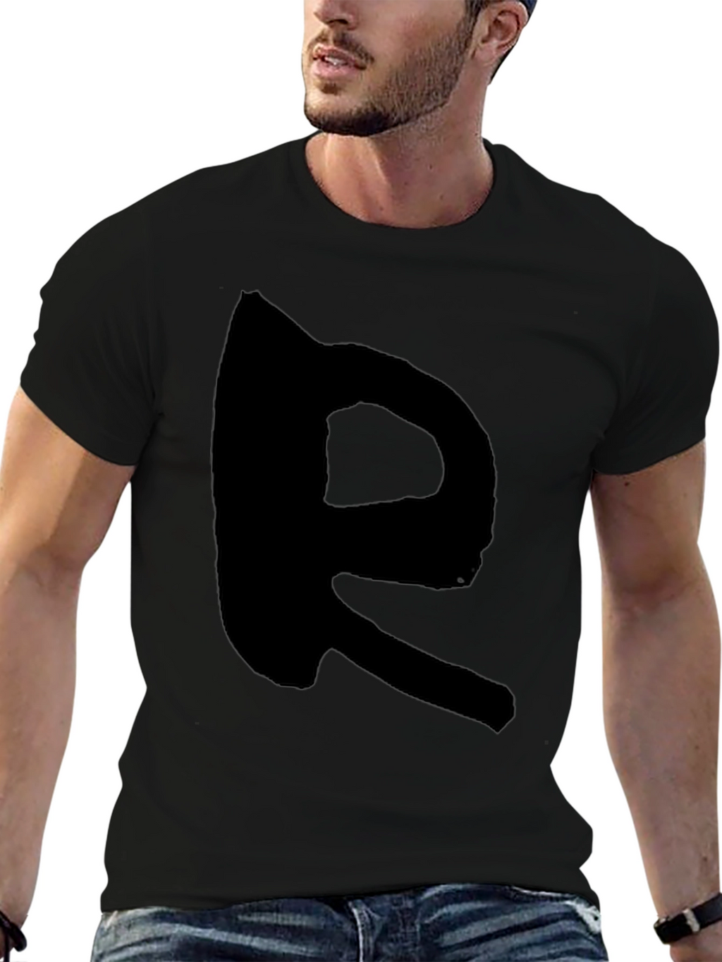 Black T-Shirt with Bold R Design