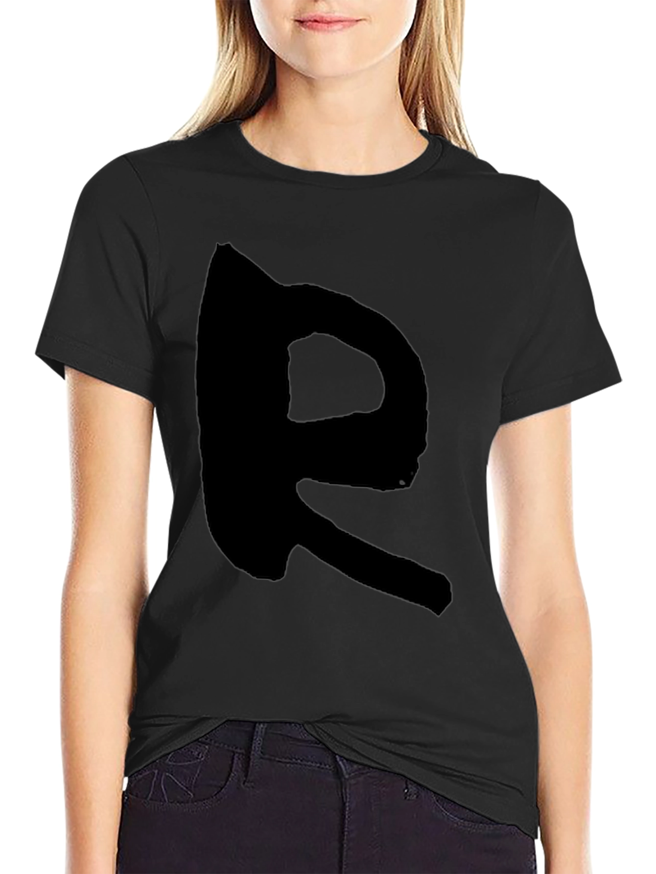Black T-Shirt with Bold R Design