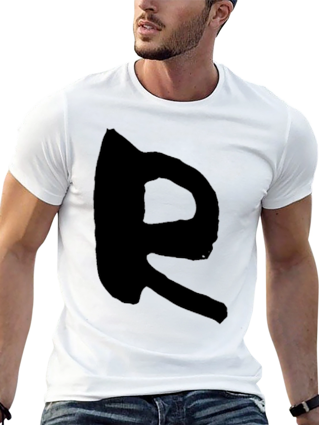 Black T-Shirt with Bold R Design