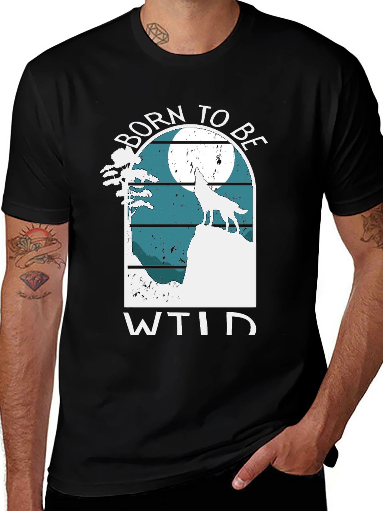 Born to be Wild Wolf Graphic T-Shirt