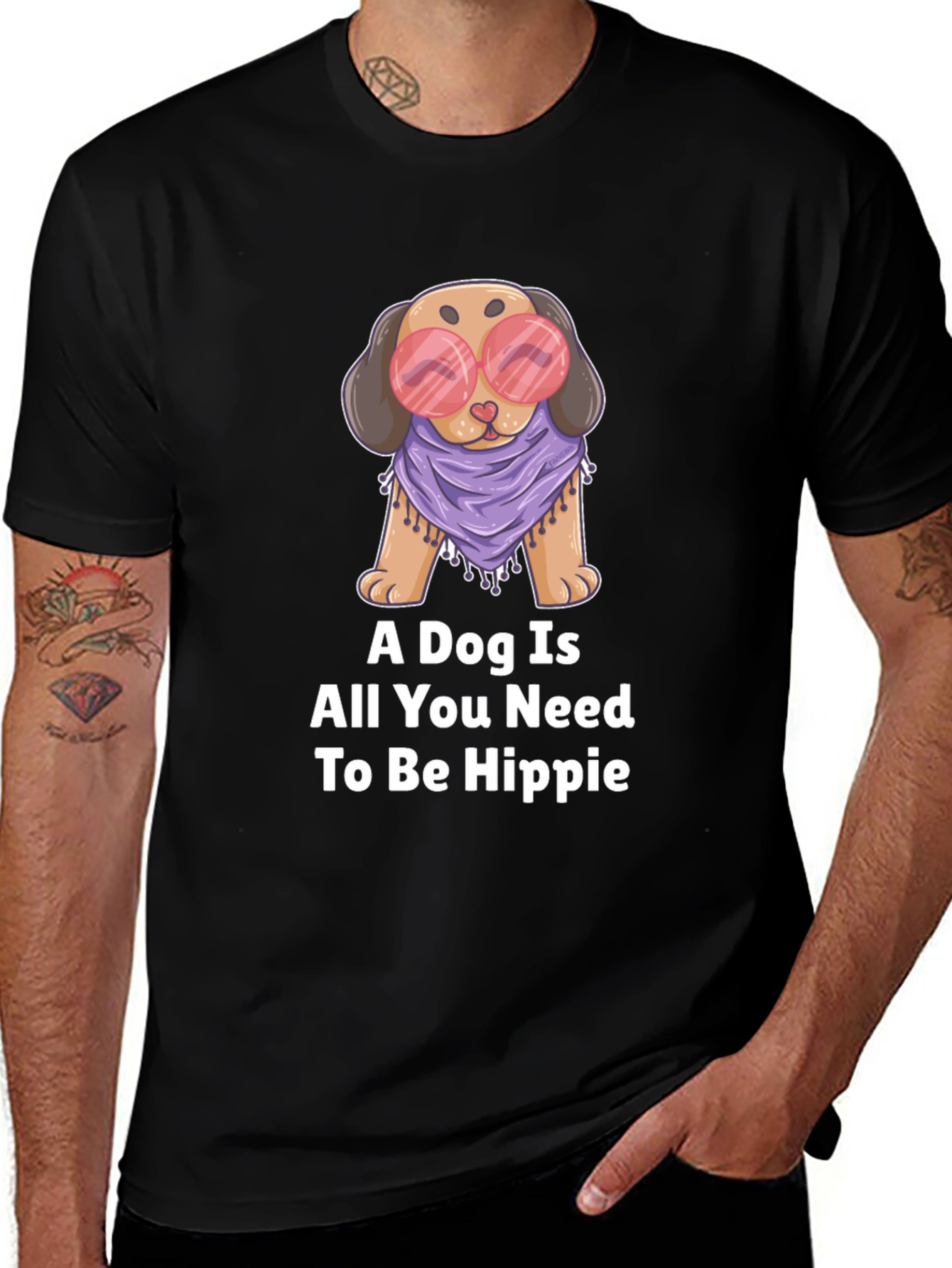 Dog Hippie Graphic T-Shirt