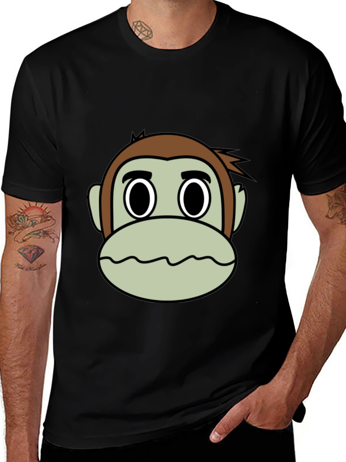 Funny Monkey Face Graphic T-Shirt - Classic Black Tee