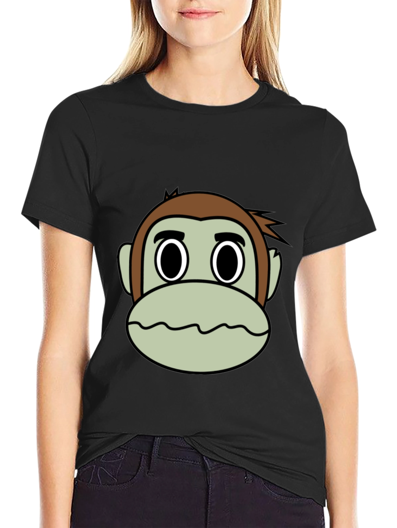 Funny Monkey Face Graphic T-Shirt - Classic Black Tee