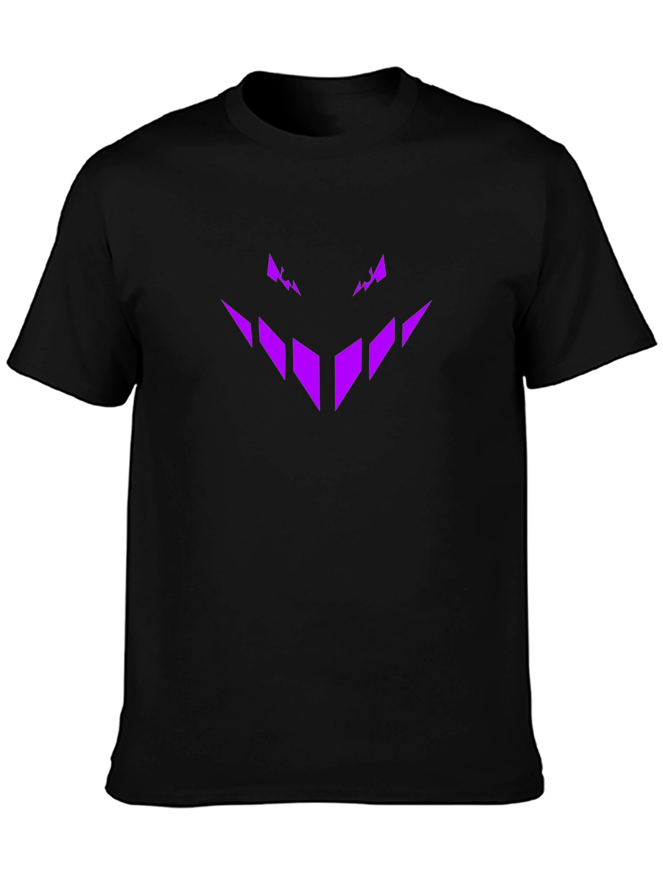 Mens Black T-Shirt with Purple Abstract Face Graphic