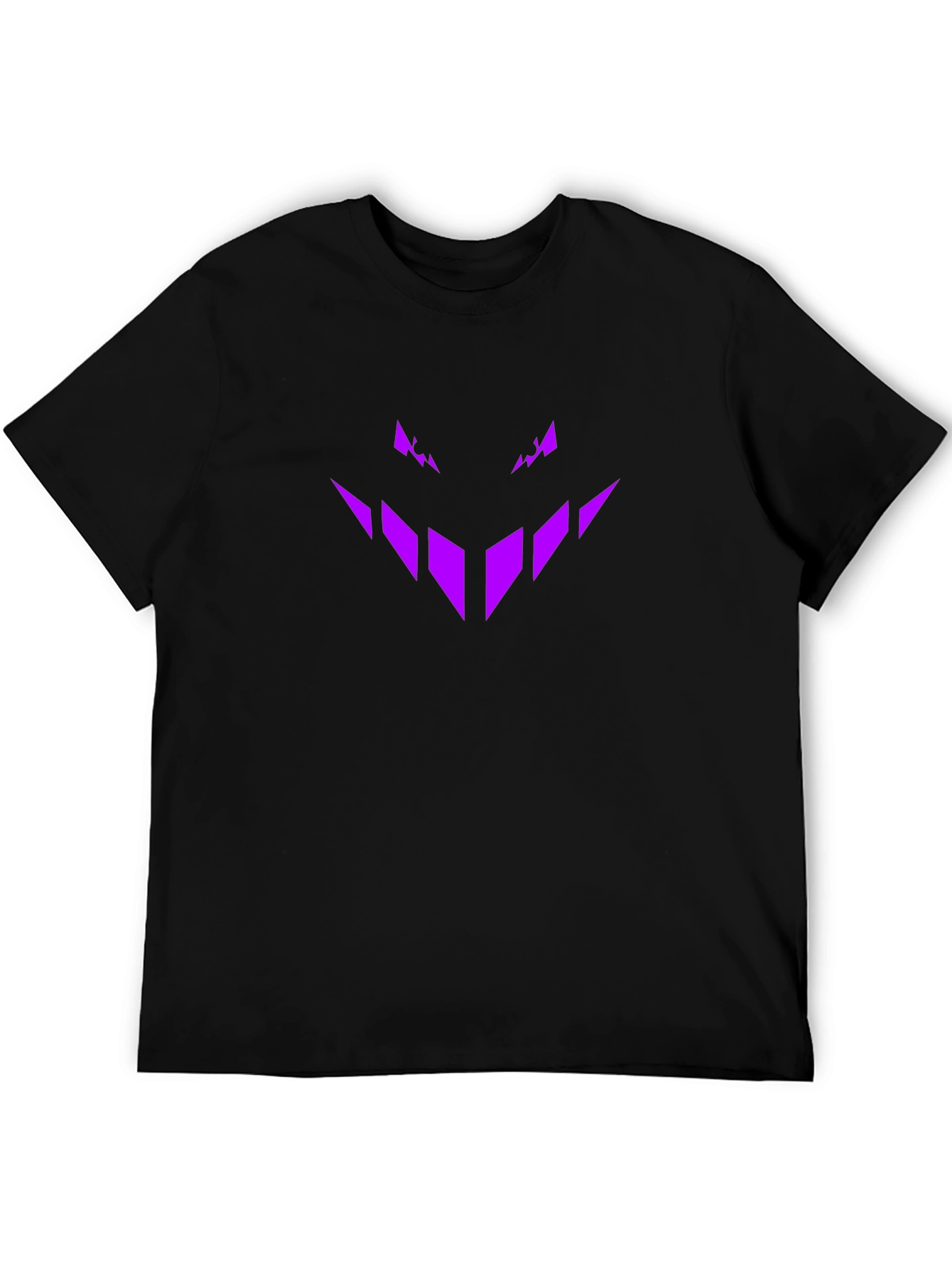Mens Black T-Shirt with Purple Abstract Face Graphic