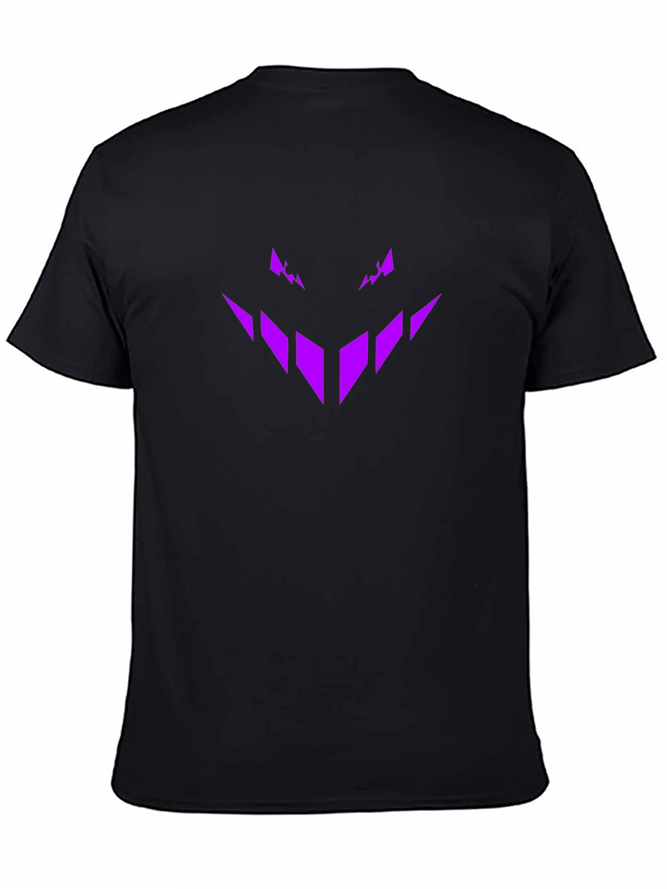 Mens Black T-Shirt with Purple Abstract Face Graphic