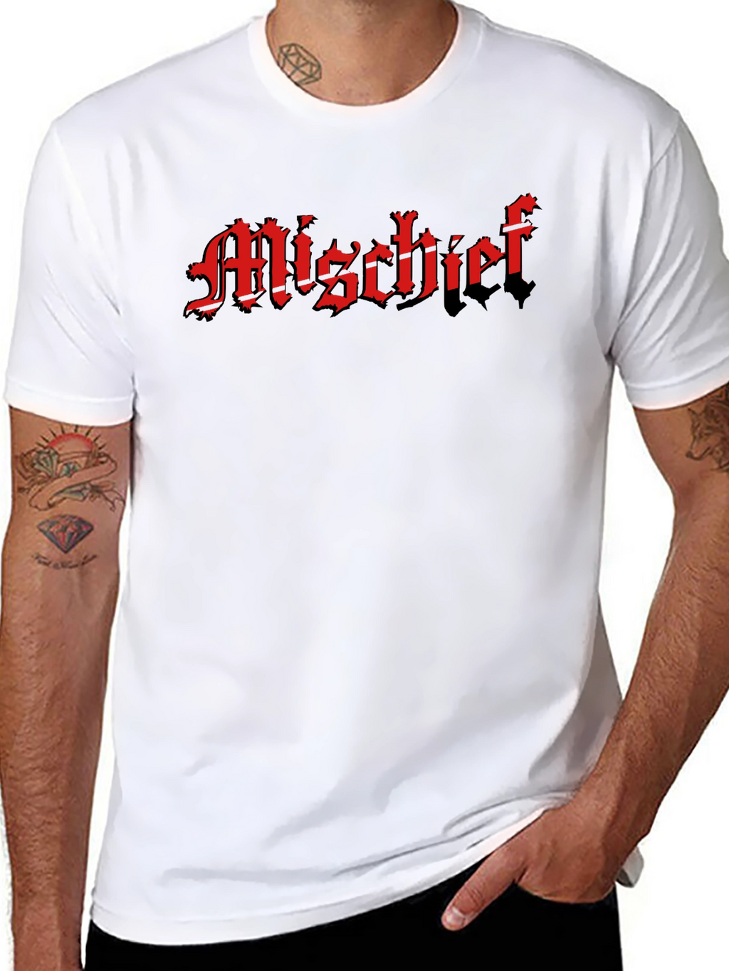 Mischief Black T-Shirt - Gothic Text