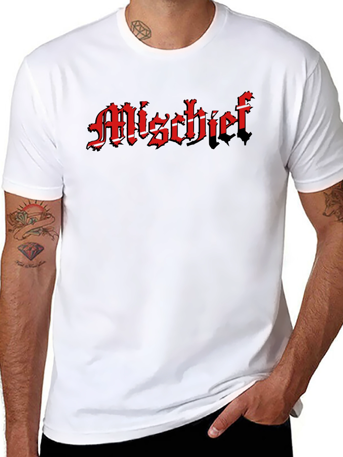 Mischief Black T-Shirt - Gothic Text