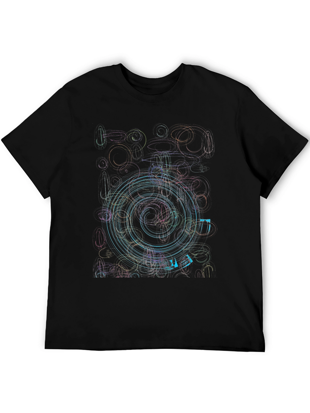 Abstract Circle Graphic Print Black T-Shirt