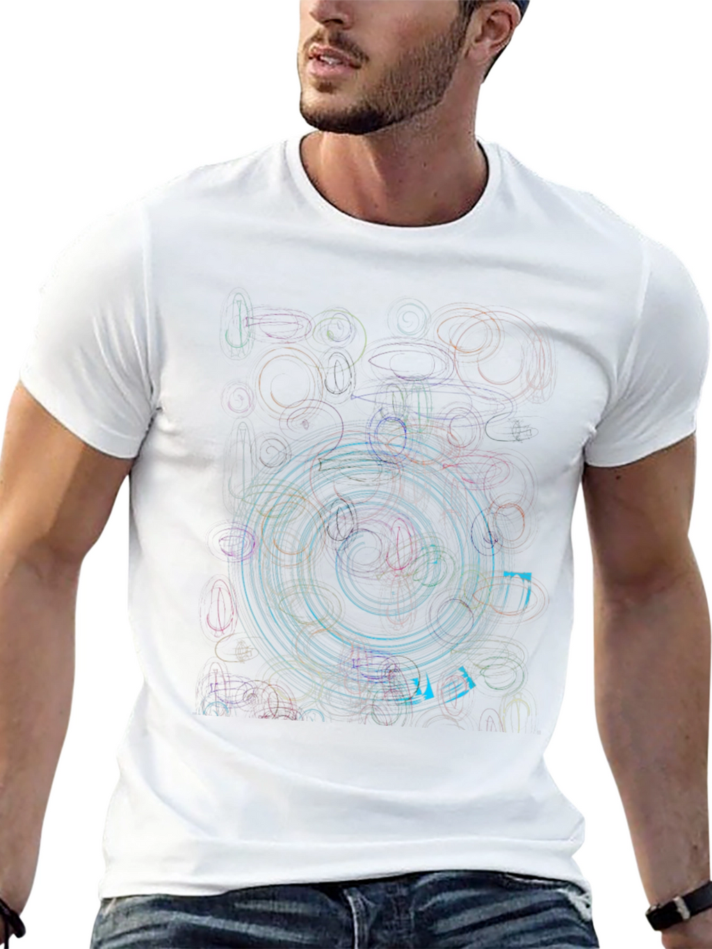 Abstract Circle Graphic Print Black T-Shirt