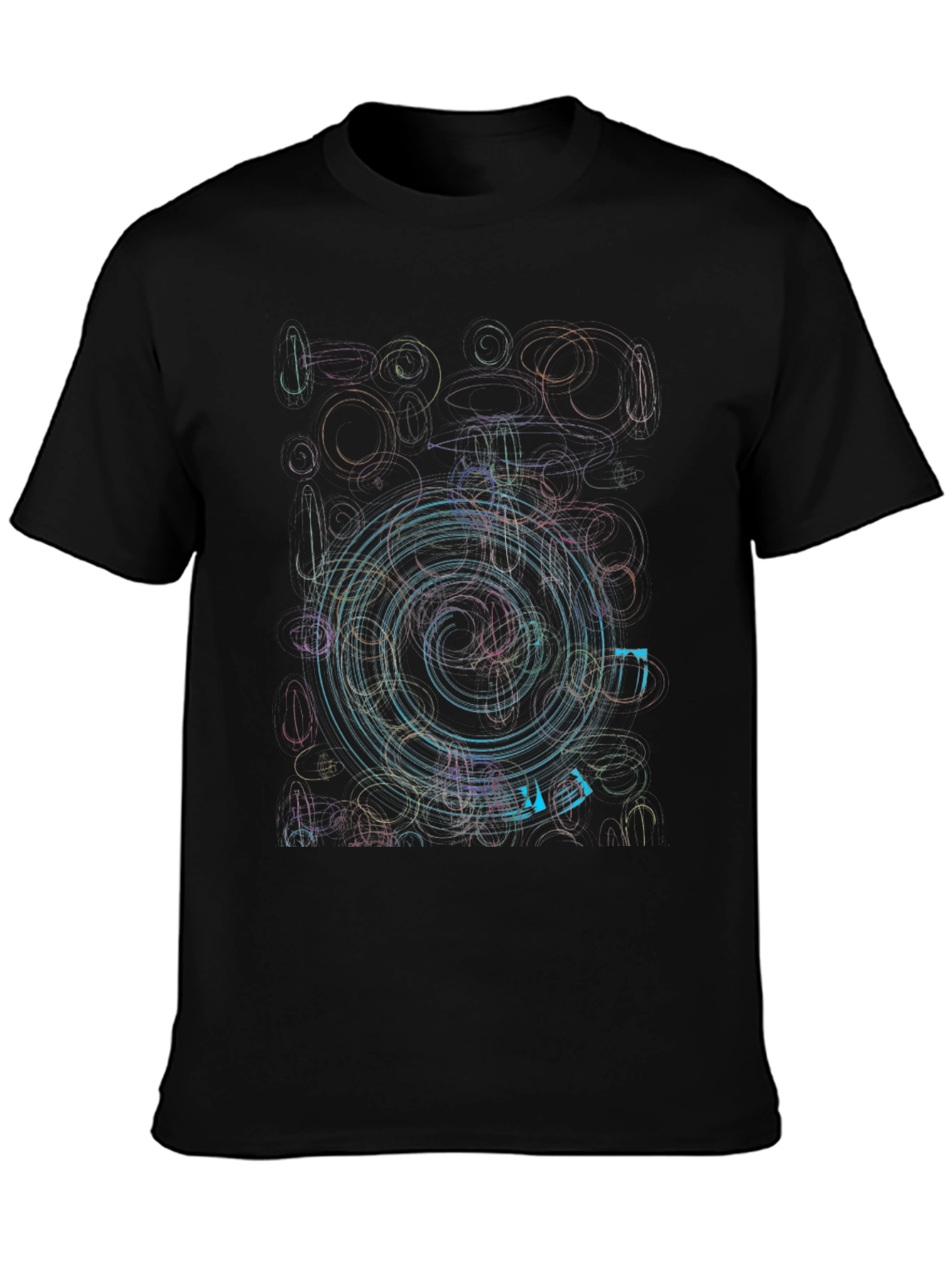 Abstract Circle Graphic Print Black T-Shirt