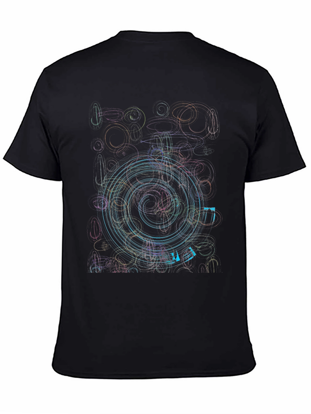 Abstract Circle Graphic Print Black T-Shirt