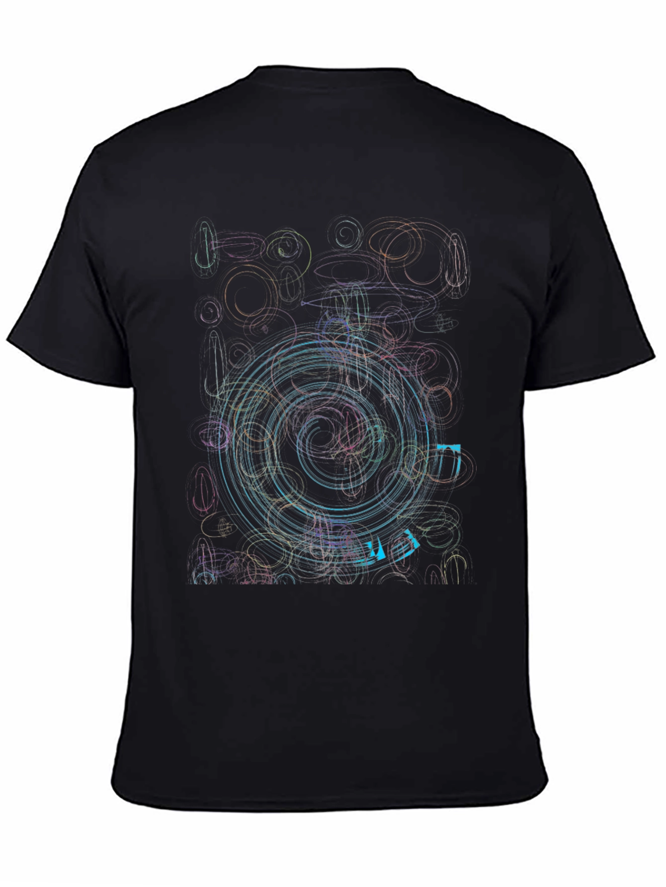 Abstract Circle Graphic Print Black T-Shirt