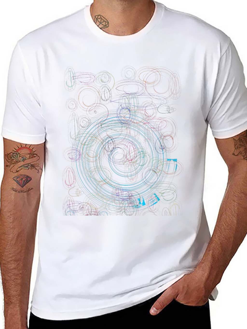 Abstract Circle Graphic Print Black T-Shirt