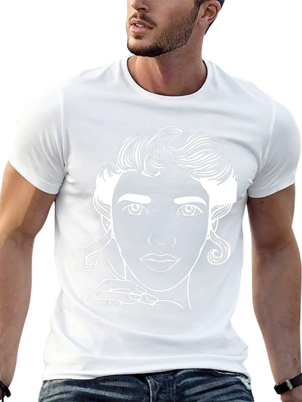 Line Art Portrait Graphic Tee
