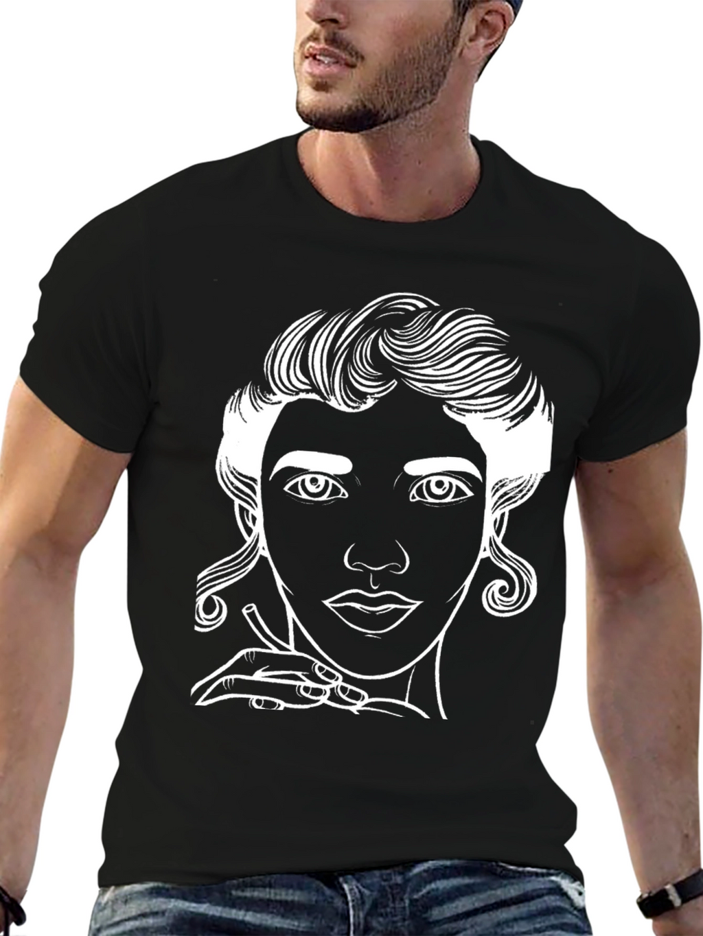 Line Art Portrait Graphic Tee