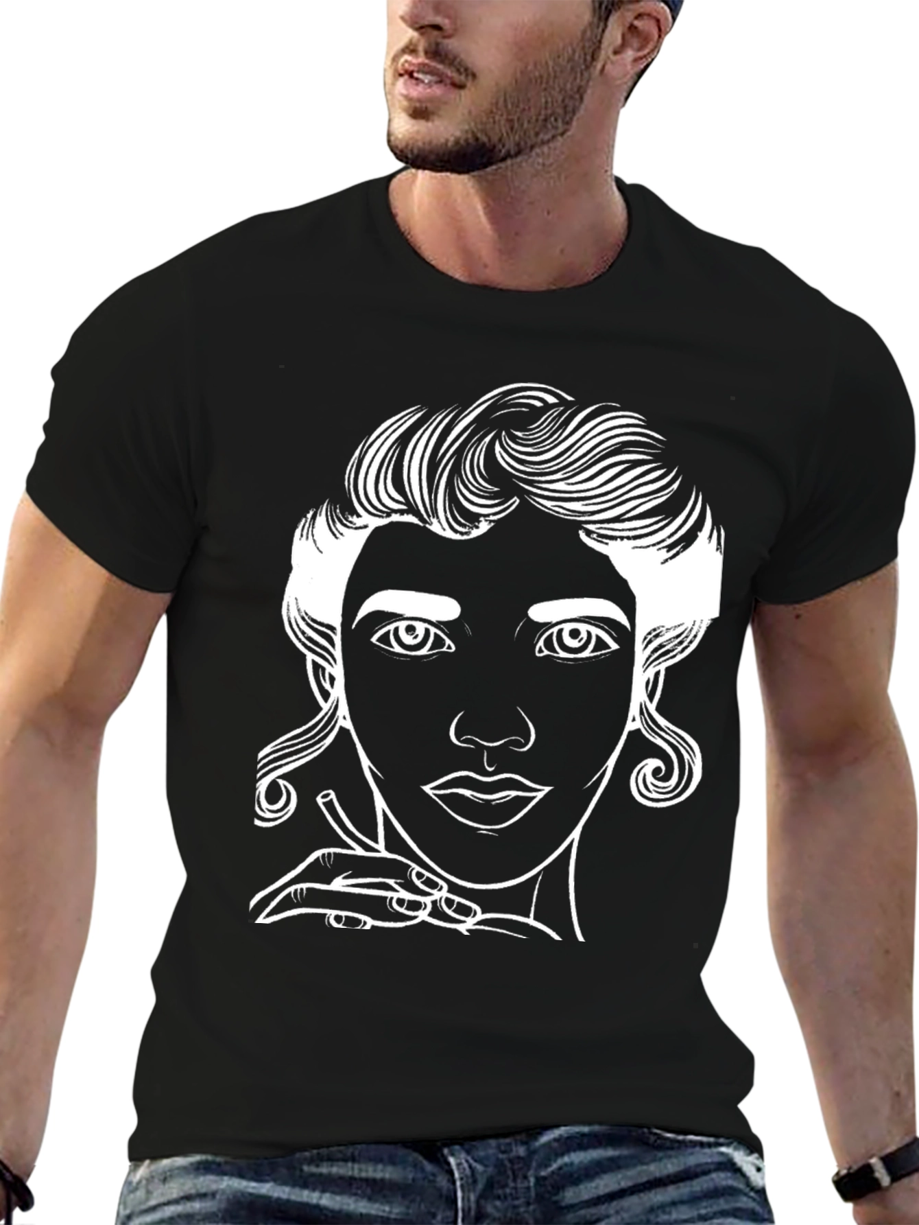 Line Art Portrait Graphic Tee