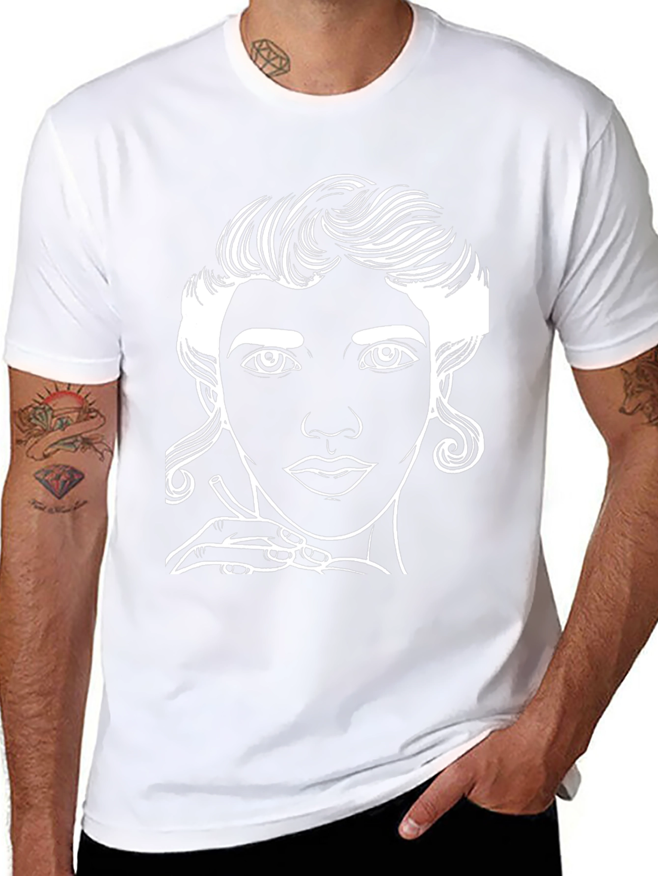 Line Art Portrait Graphic Tee