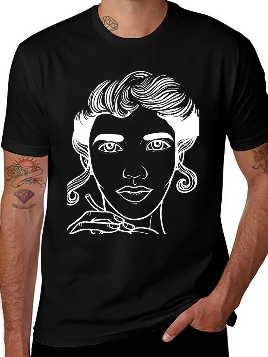 Line Art Portrait Graphic Tee