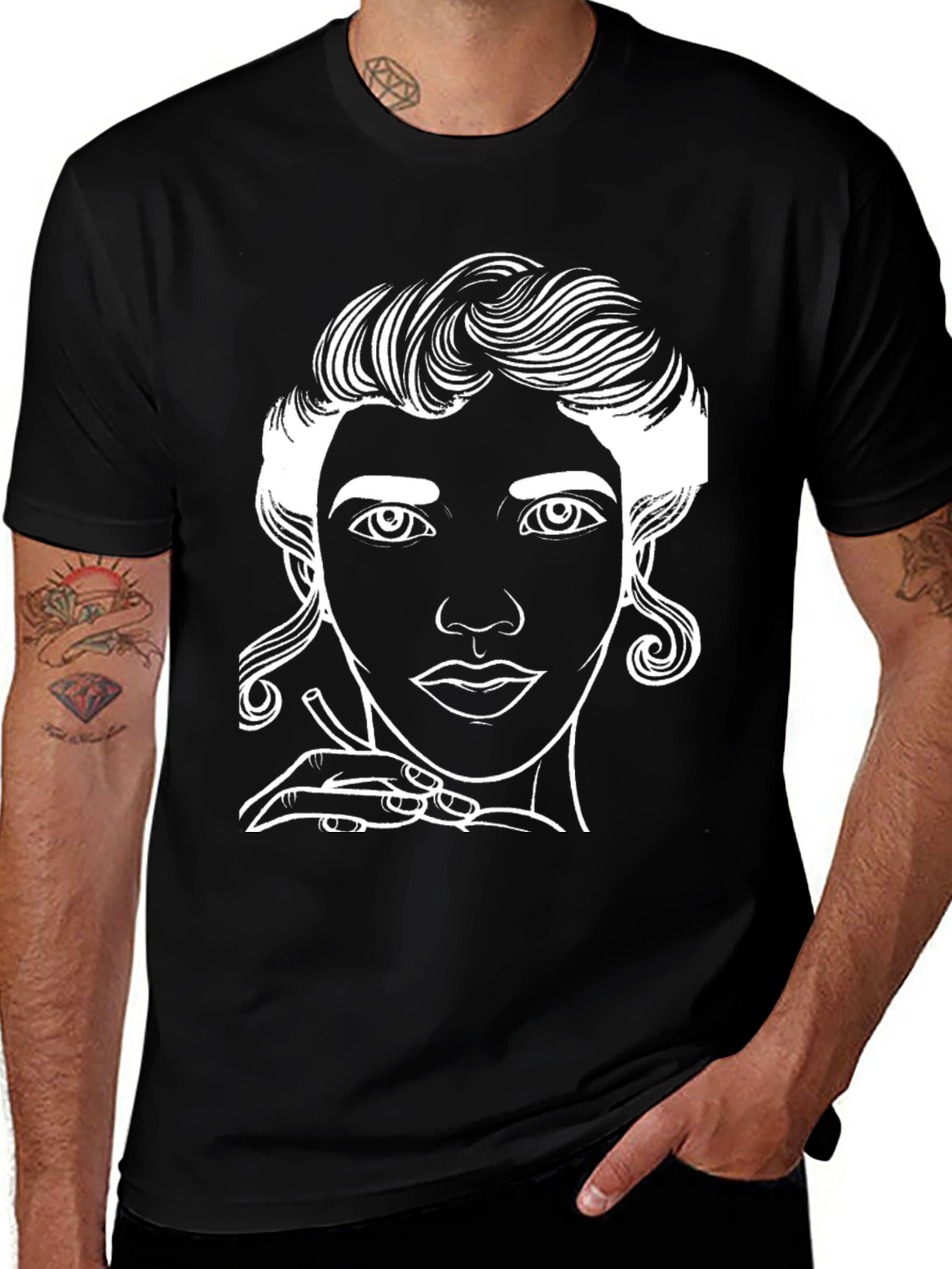 Line Art Portrait Graphic Tee