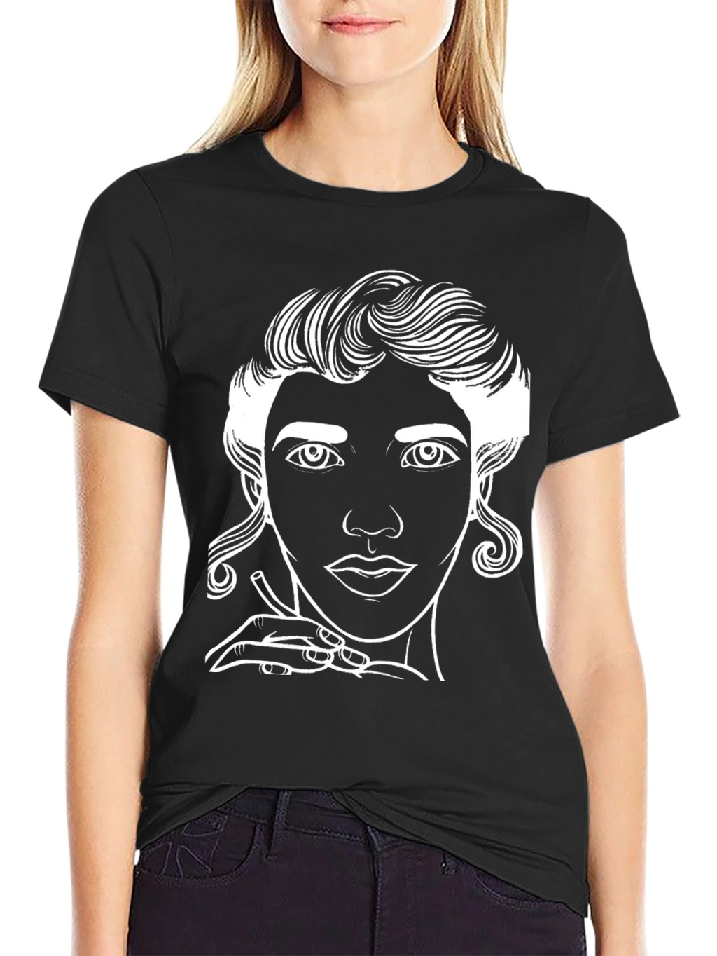 Line Art Portrait Graphic Tee
