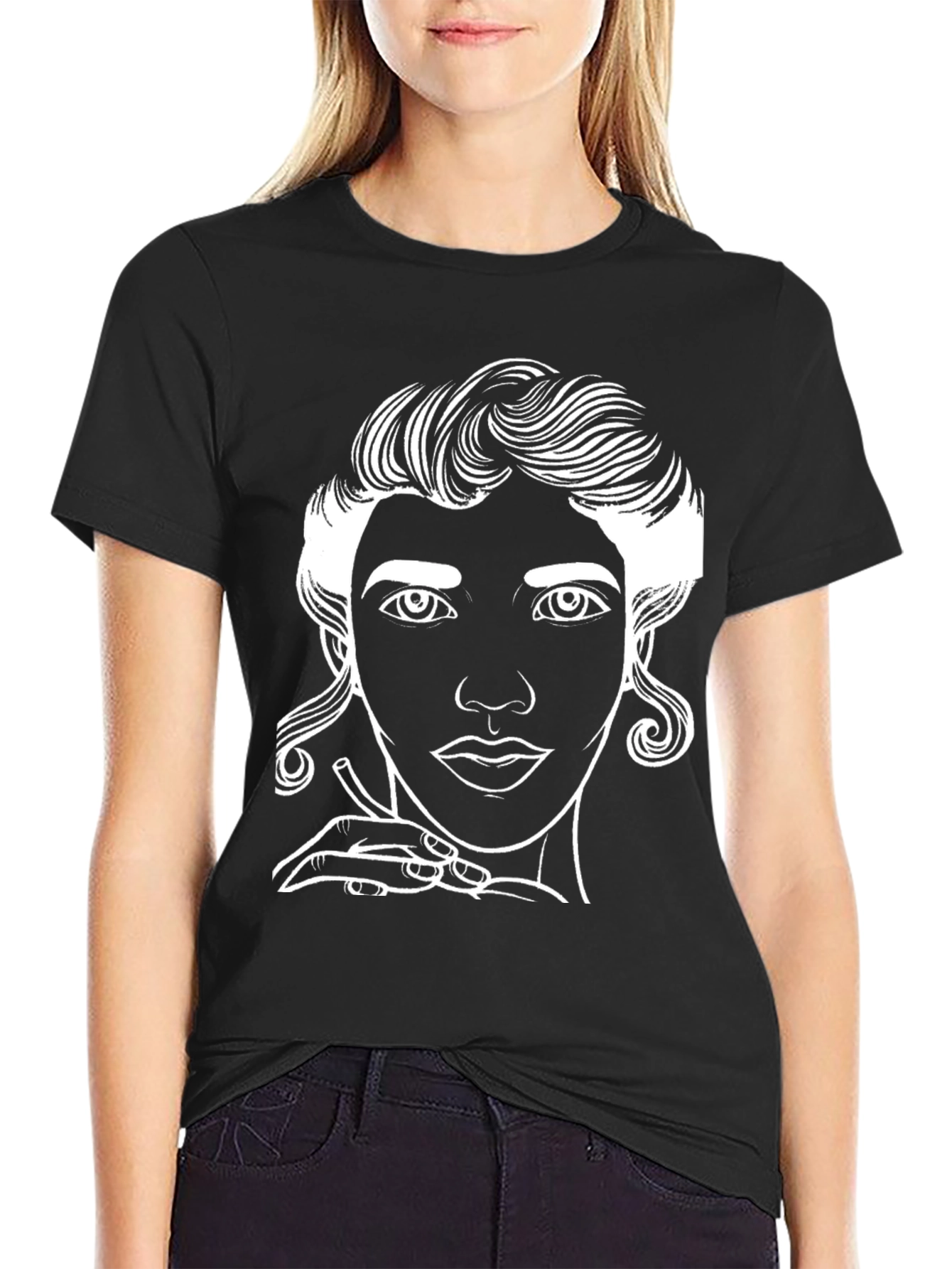 Line Art Portrait Graphic Tee