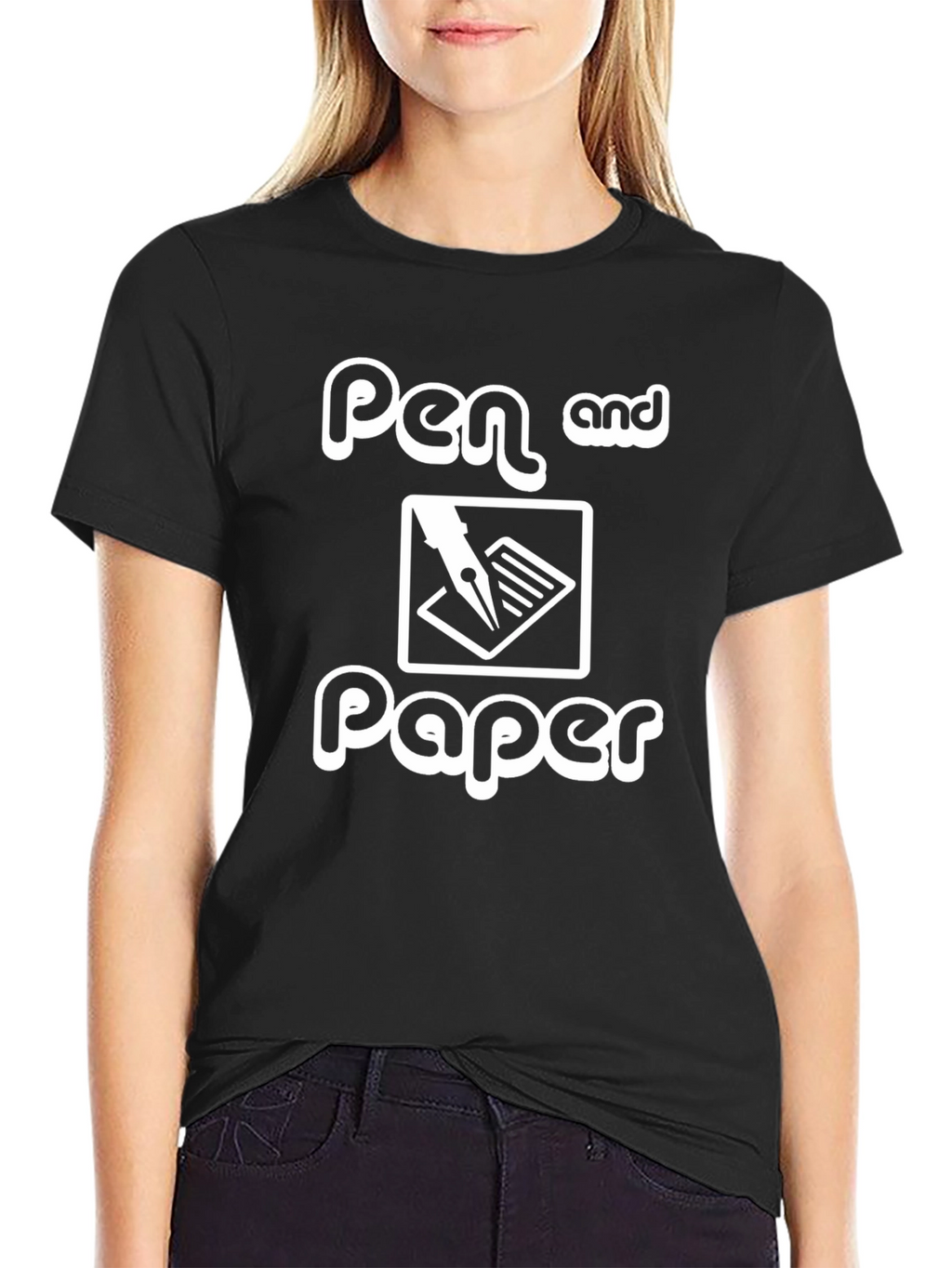 Pen and Paper Graphic Black T-Shirt