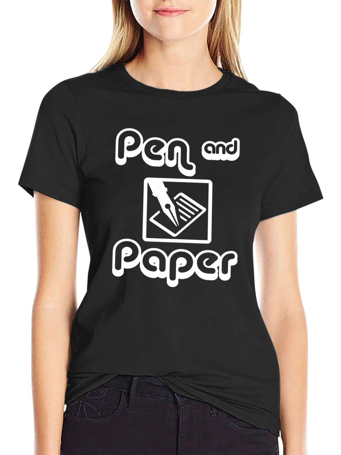 Pen and Paper Graphic Black T-Shirt