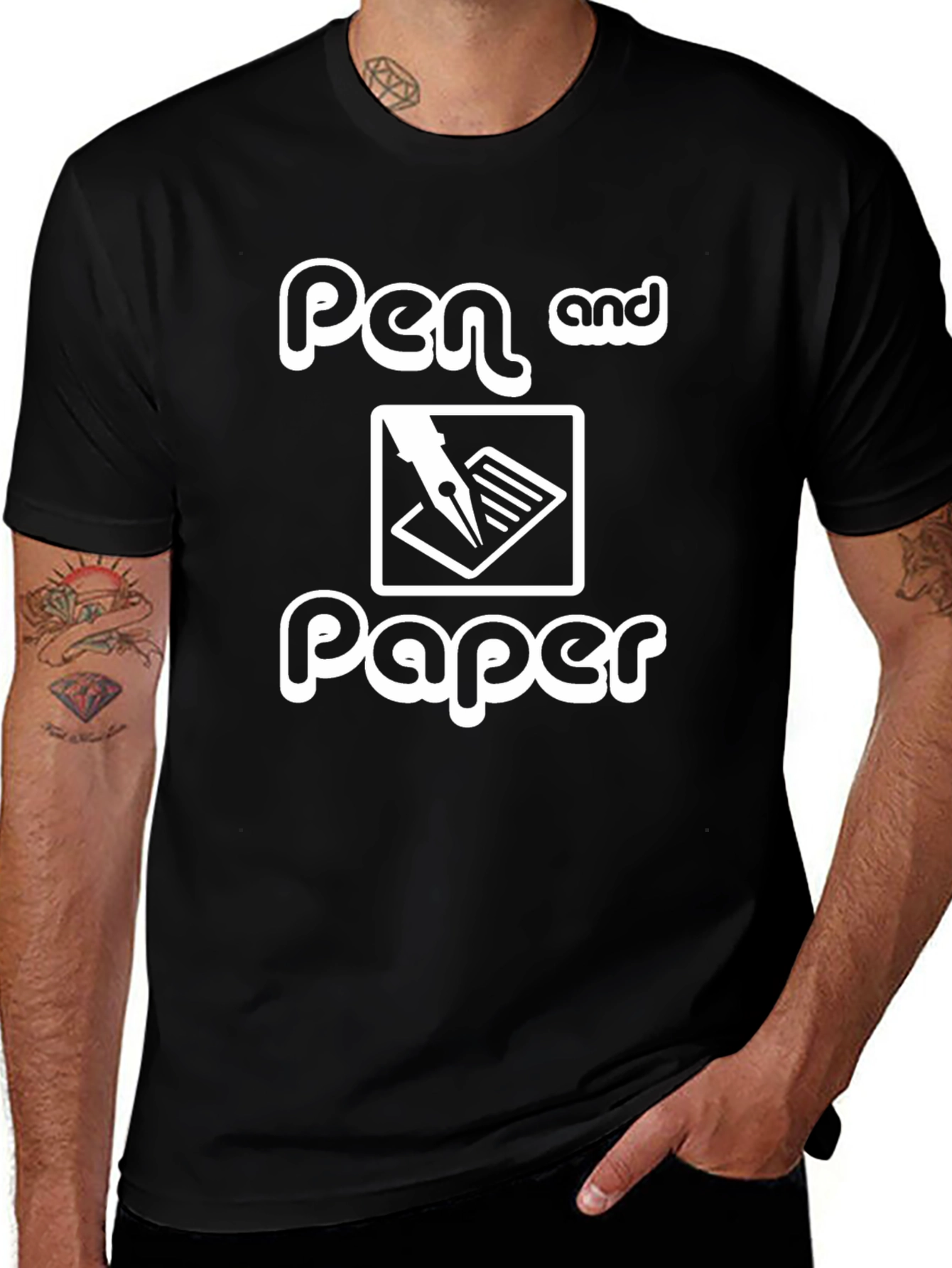 Pen and Paper Graphic Black T-Shirt
