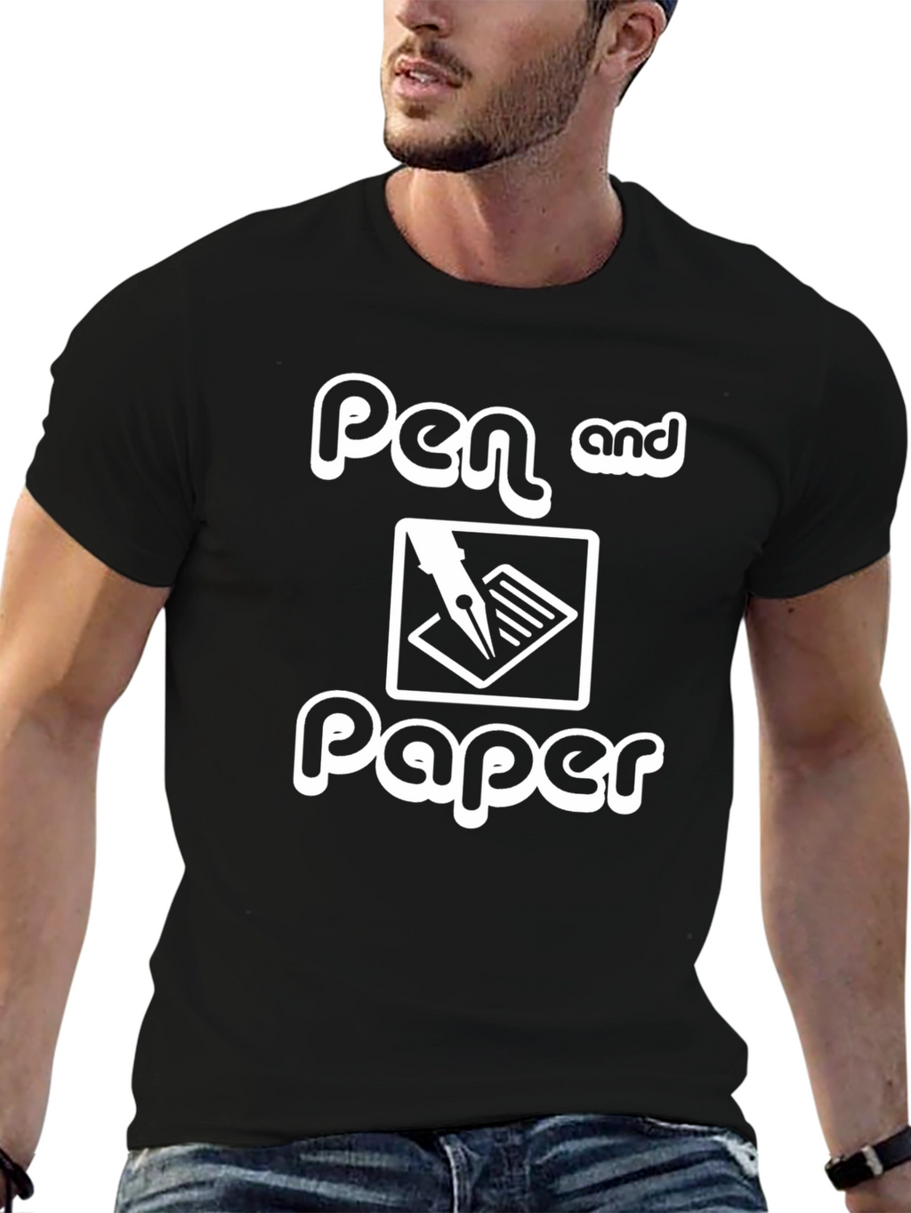 Pen and Paper Graphic Black T-Shirt