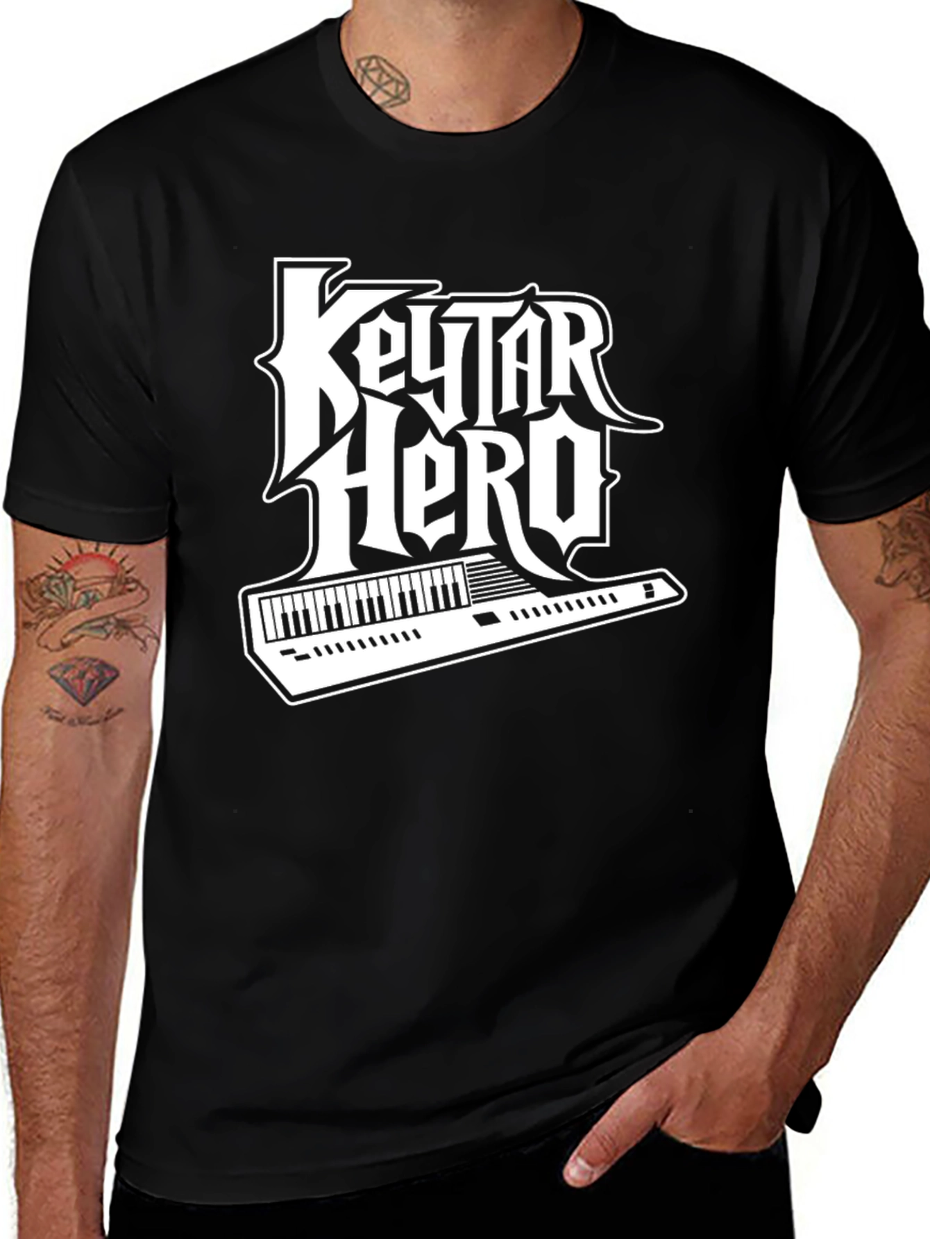 Keytar Hero Black T-Shirt - Music Lover Tee