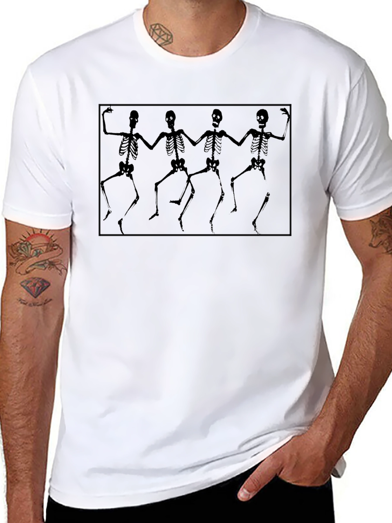 Dancing Skeletons Graphic Black T-Shirt