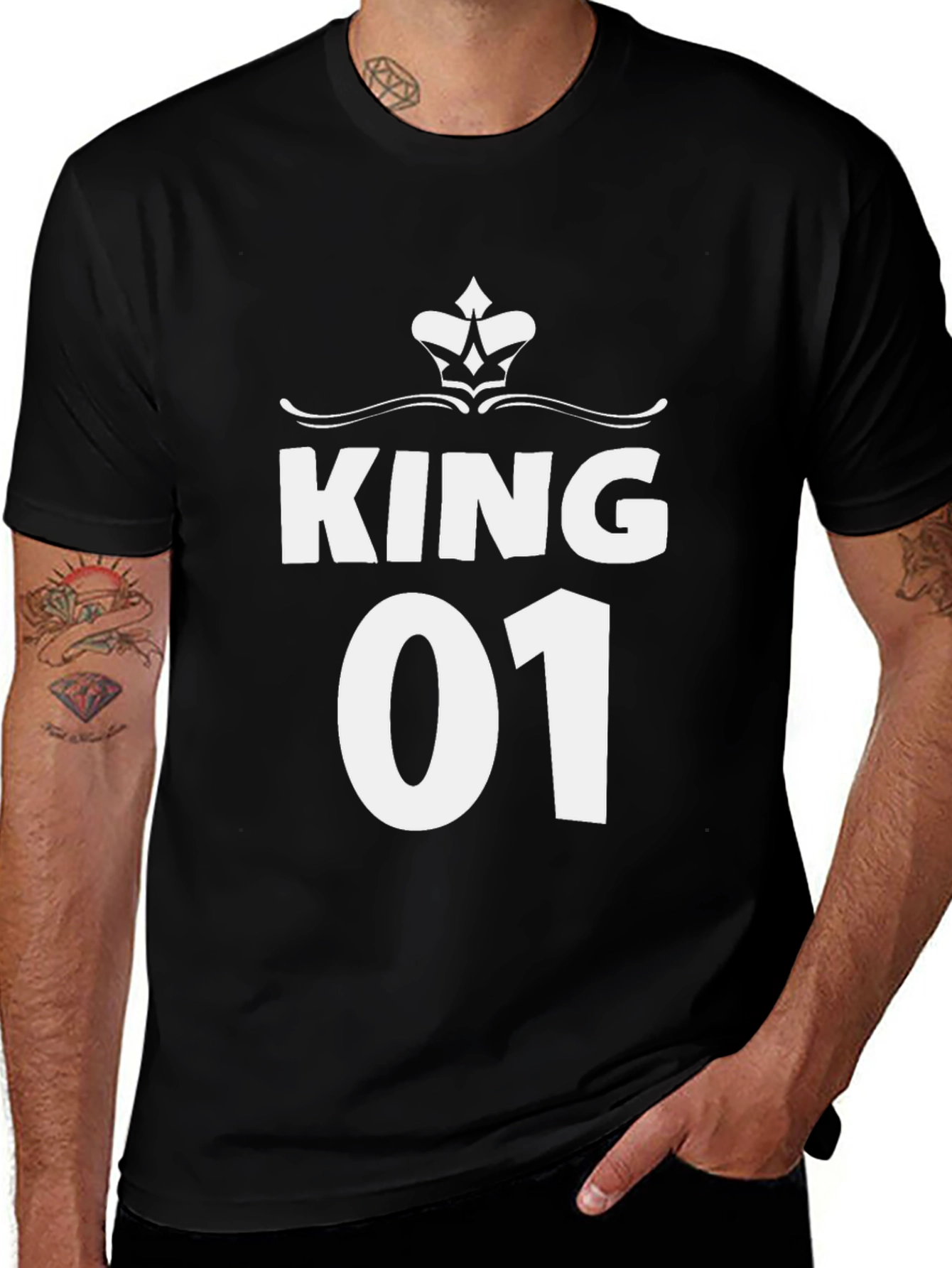 King 01 Graphic Tee - Black Cotton T-Shirt