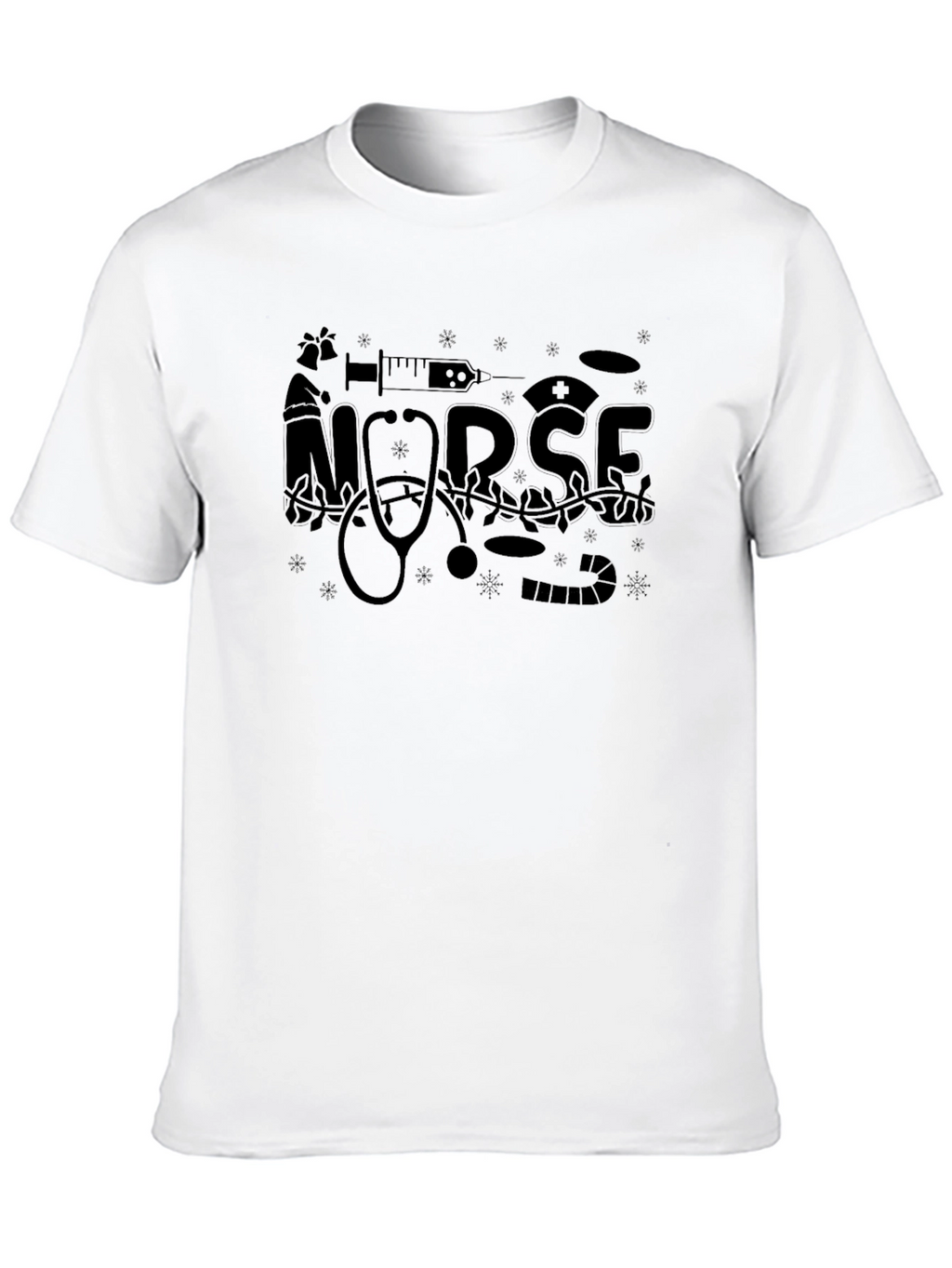 Nurse Christmas T-Shirt - Black Holiday Tee