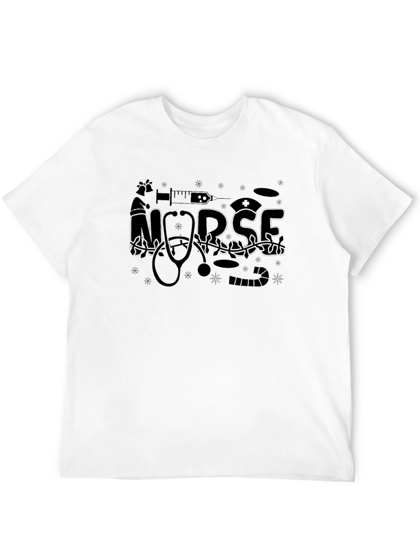 Nurse Christmas T-Shirt - Black Holiday Tee