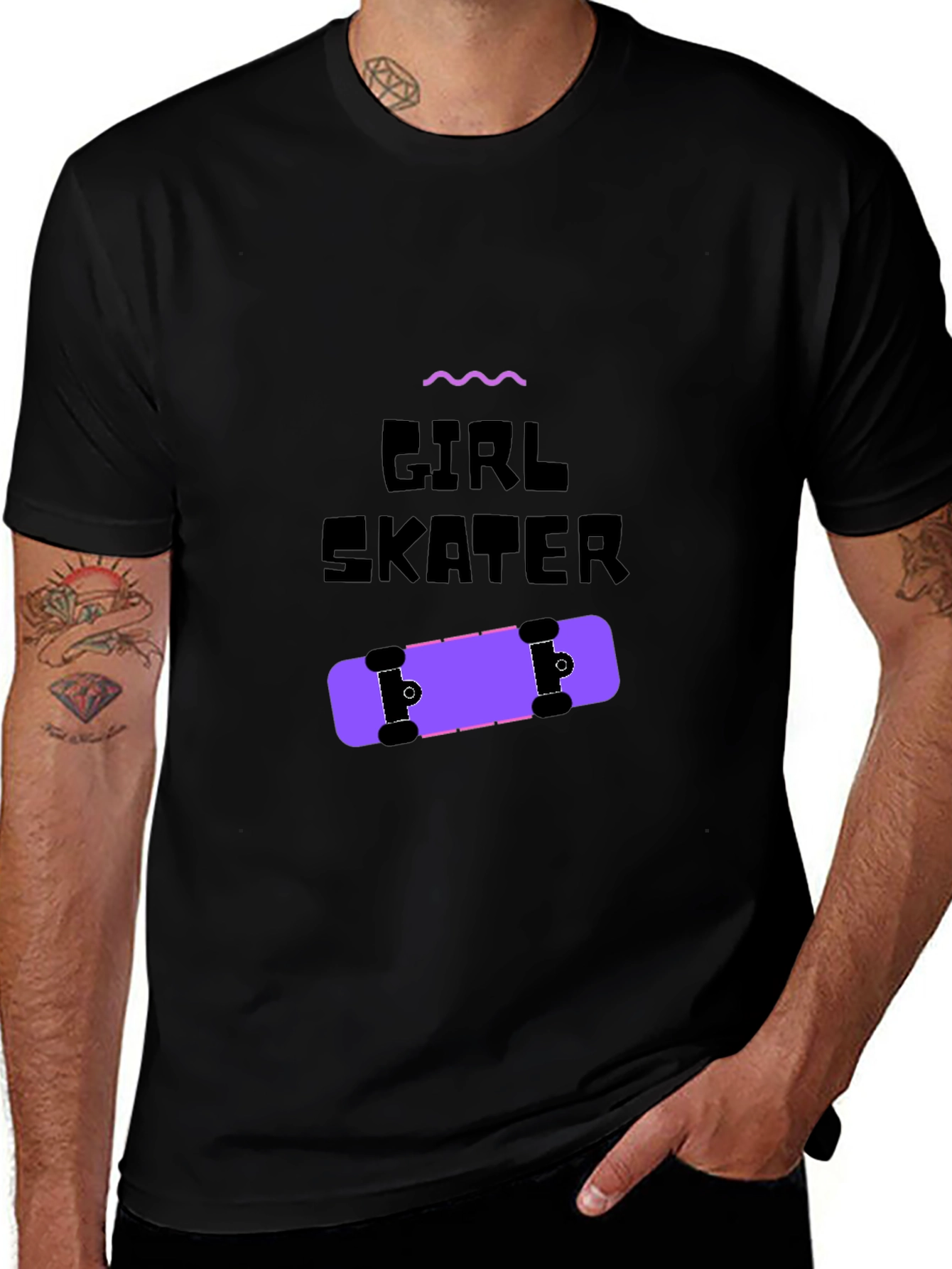 Girl Skater Graphic Tee - Black Unisex T-Shirt