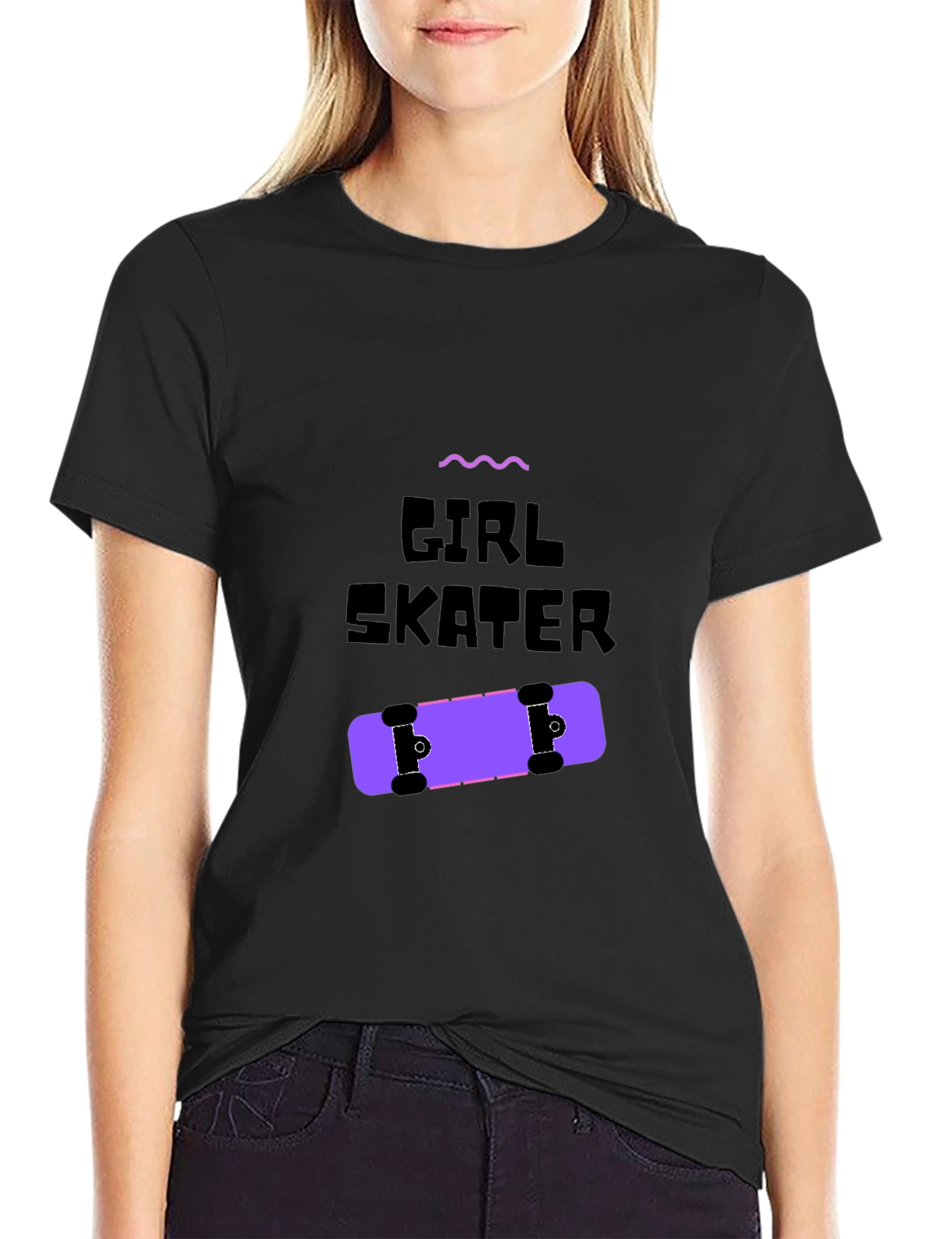 Girl Skater Graphic Tee - Black Unisex T-Shirt