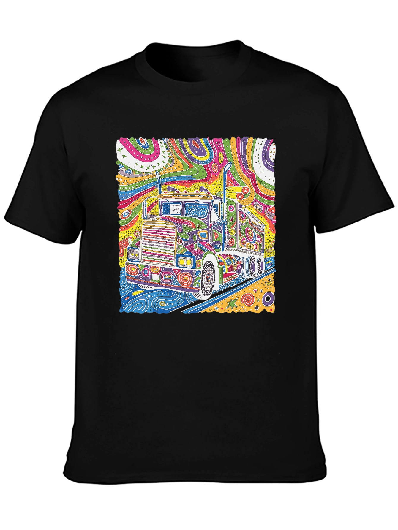 Colorful Psychedelic Truck Graphic Tee