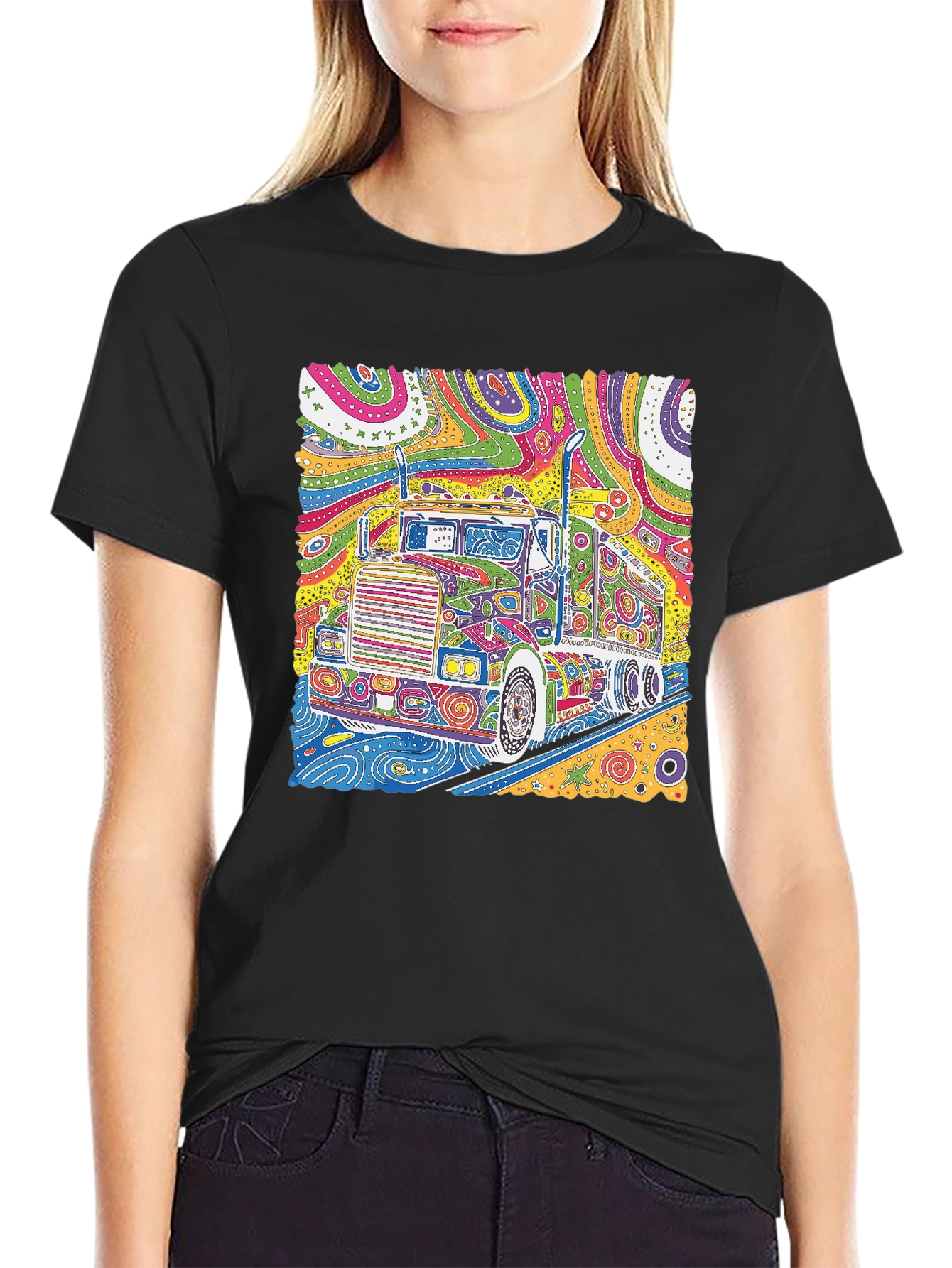 Colorful Psychedelic Truck Graphic Tee