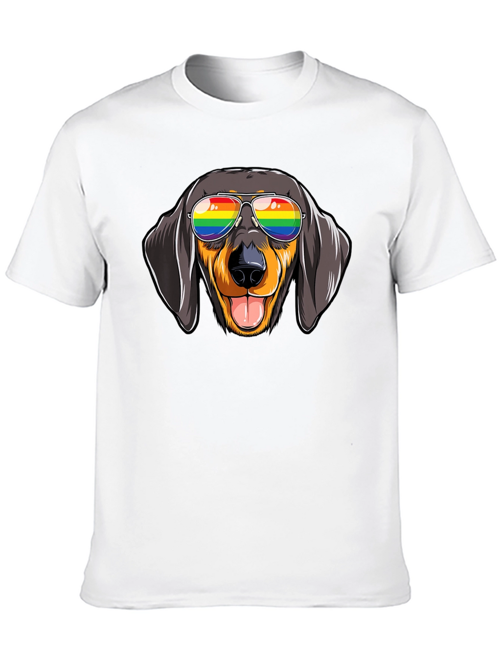 Dachshund Dog Rainbow Glasses Graphic Tee