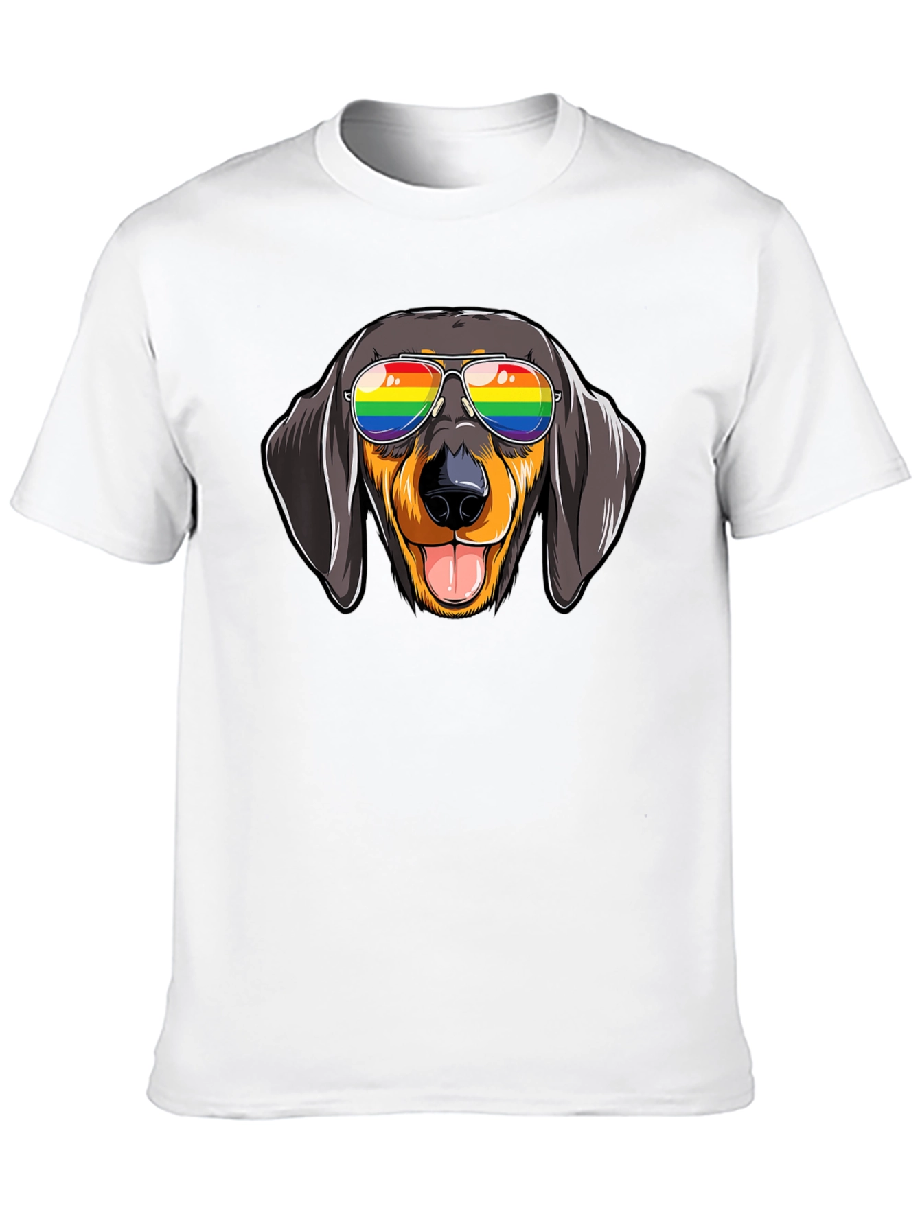 Dachshund Dog Rainbow Glasses Graphic Tee