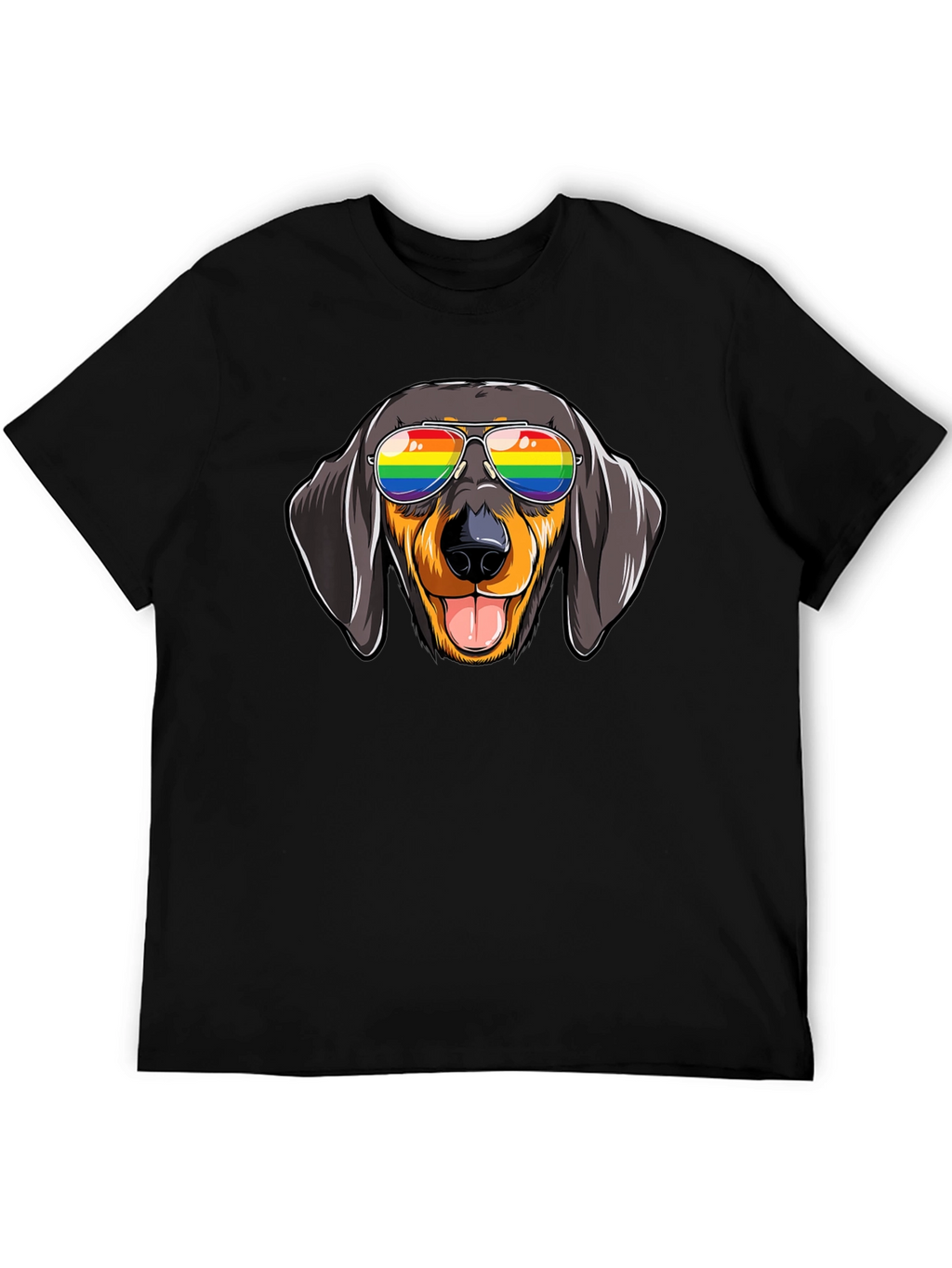 Dachshund Dog Rainbow Glasses Graphic Tee