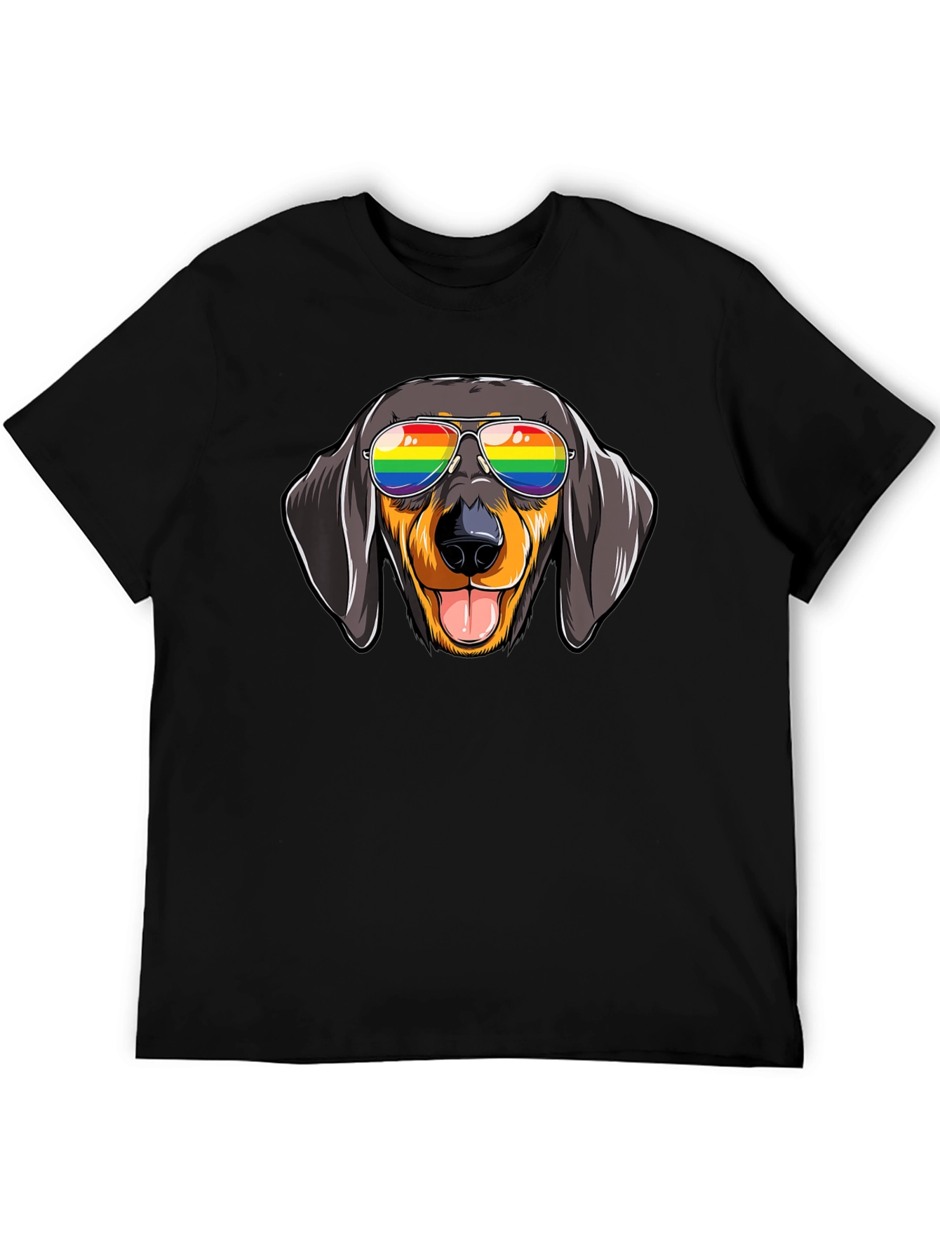Dachshund Dog Rainbow Glasses Graphic Tee