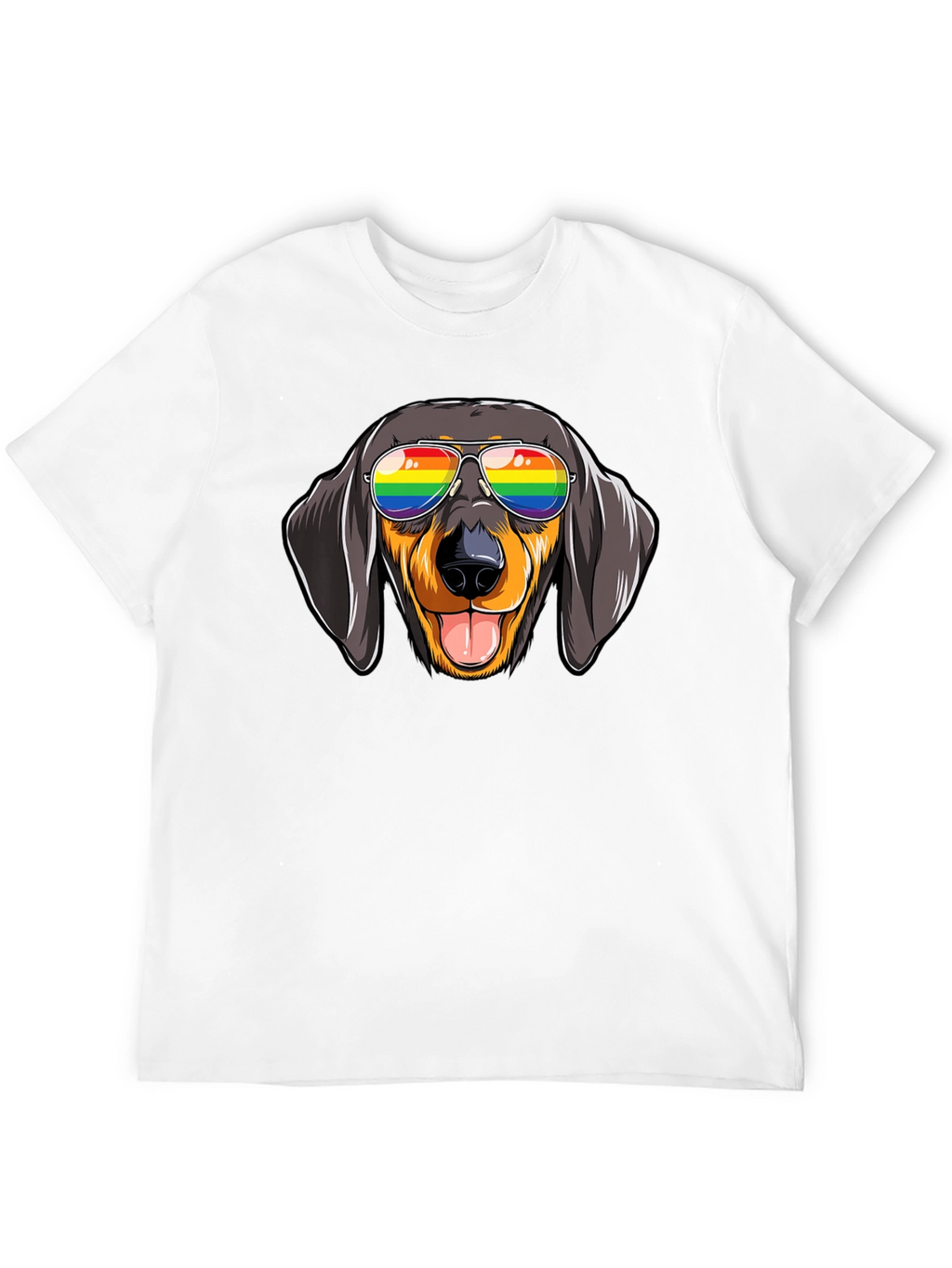 Dachshund Dog Rainbow Glasses Graphic Tee