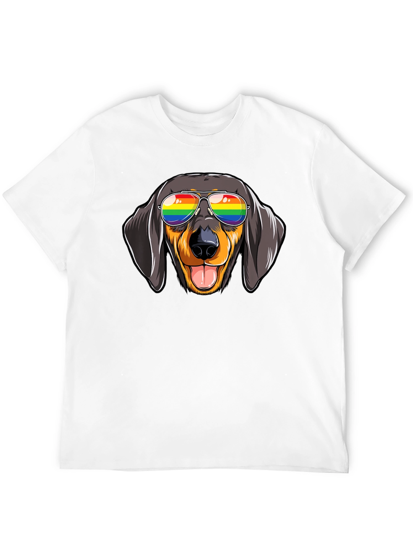 Dachshund Dog Rainbow Glasses Graphic Tee