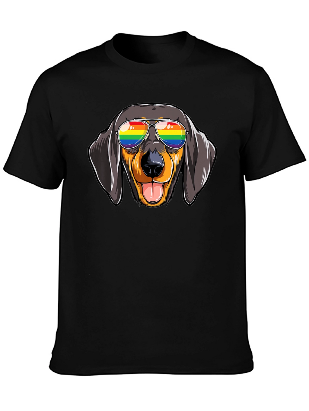 Dachshund Dog Rainbow Glasses Graphic Tee