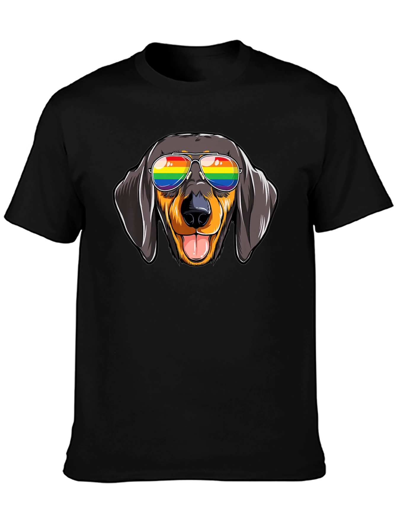 Dachshund Dog Rainbow Glasses Graphic Tee