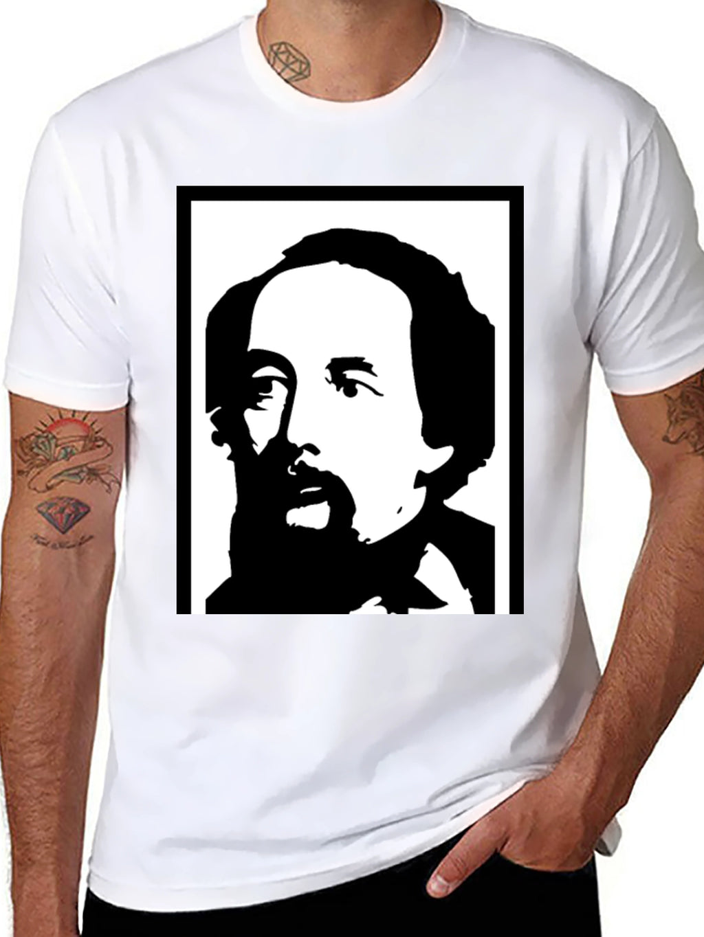 Charles Dickens Black T-Shirt Portrait Tee